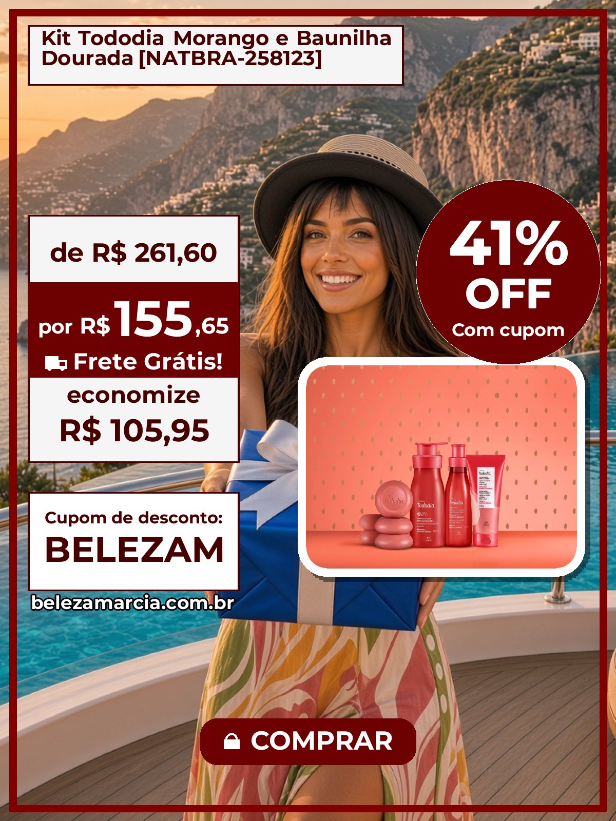 Kit Tododia Morango e Baunilha Dourada [NATBRA-258123]