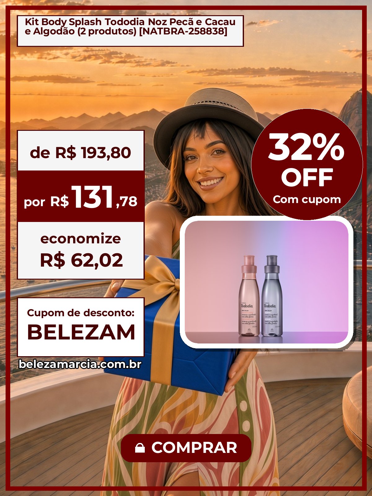 Kit Body Splash Tododia Noz Pecã e Cacau e Algodão (2 produtos) [NATBRA-258838]
