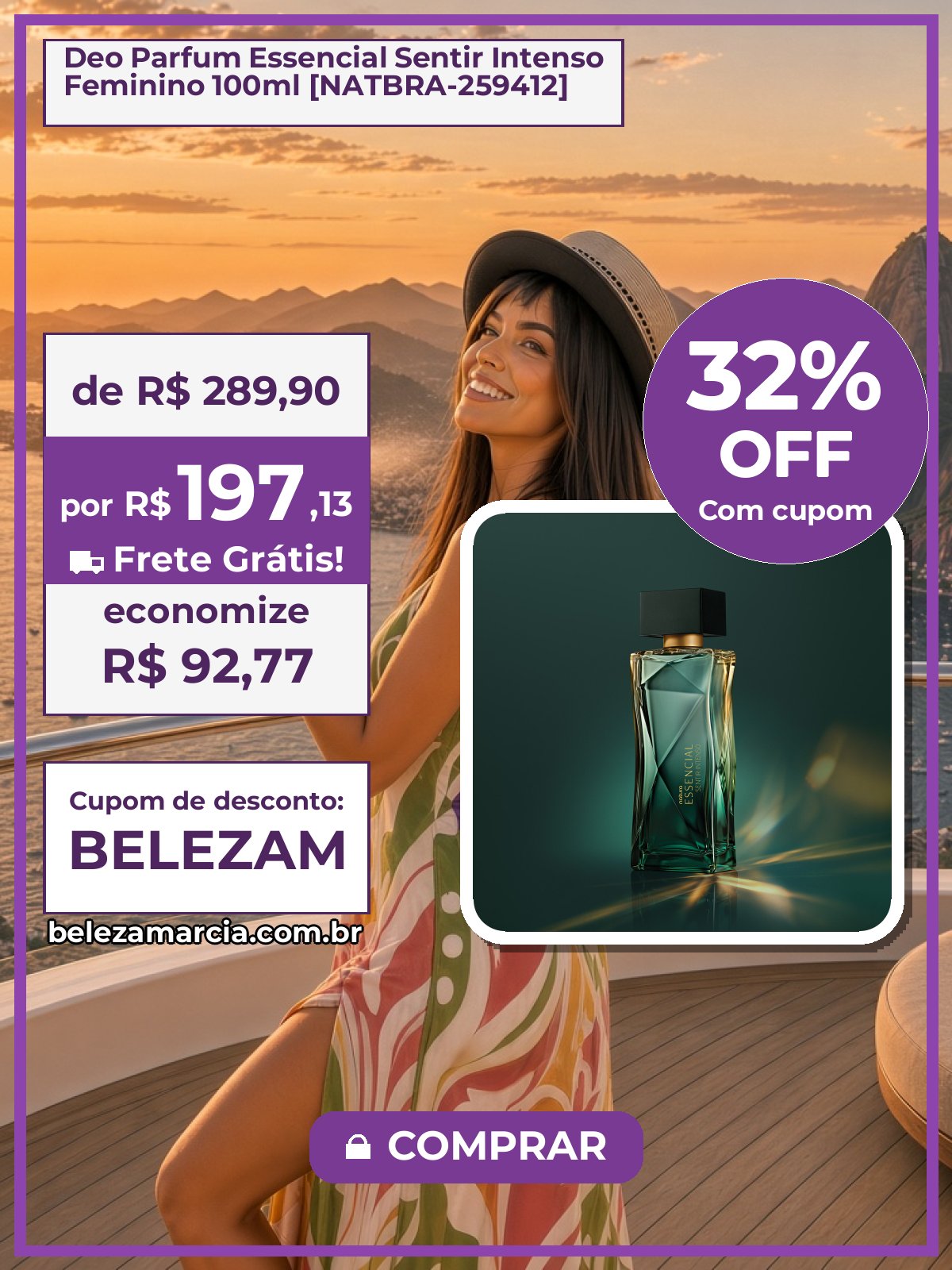 Deo Parfum Essencial Sentir Intenso Feminino 100ml [NATBRA-259412]