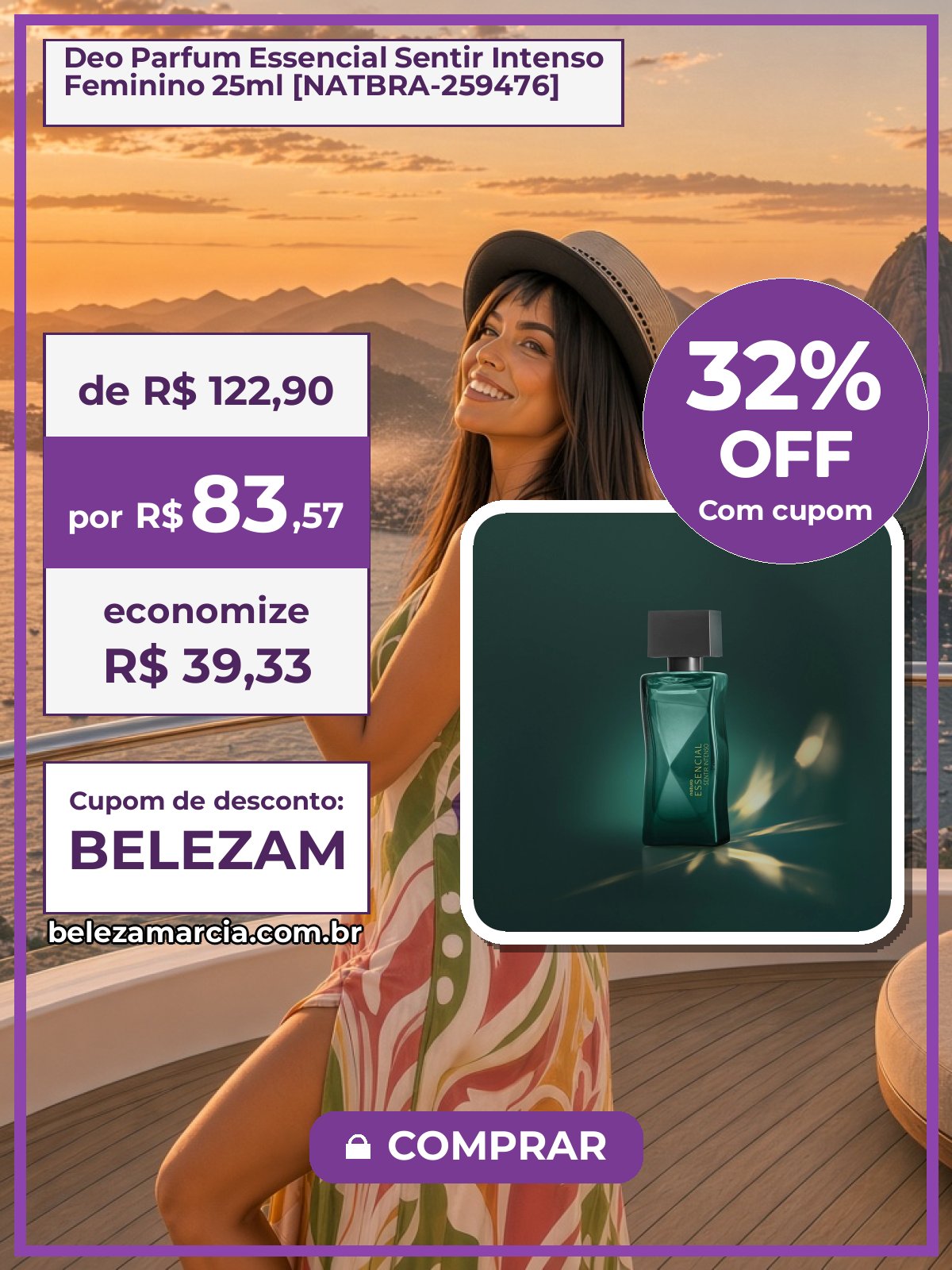 Deo Parfum Essencial Sentir Intenso Feminino 25ml [NATBRA-259476]