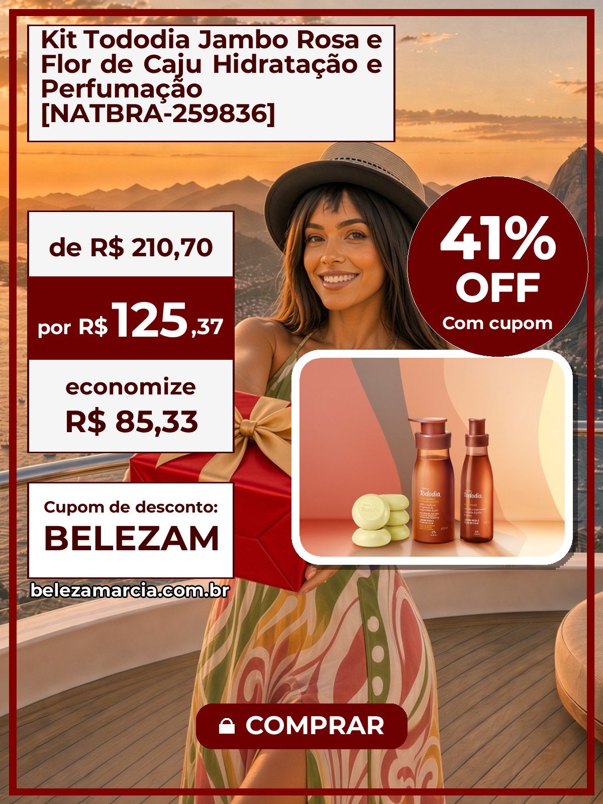 Kit Tododia Jambo Rosa e Flor de Caju Hidratação e Perfumação [NATBRA-259836]