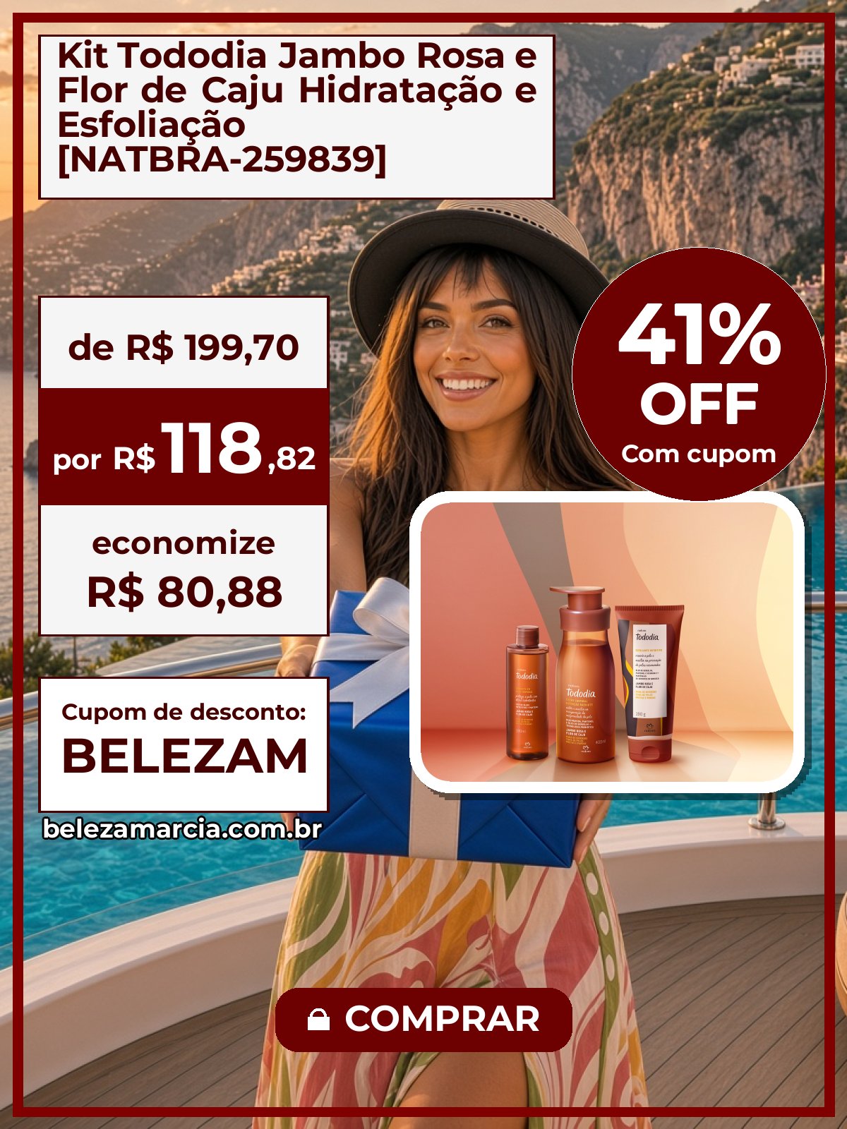 Kit Tododia Jambo Rosa e Flor de Caju Hidratação e Esfoliação [NATBRA-259839]