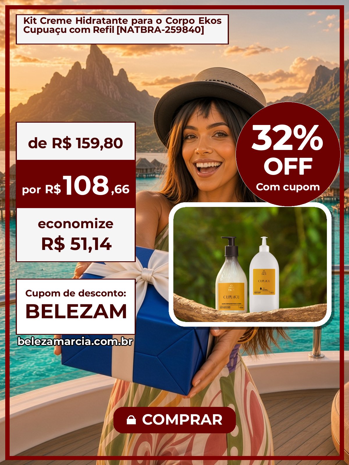 Kit Creme Hidratante para o Corpo Ekos Cupuaçu com Refil [NATBRA-259840]