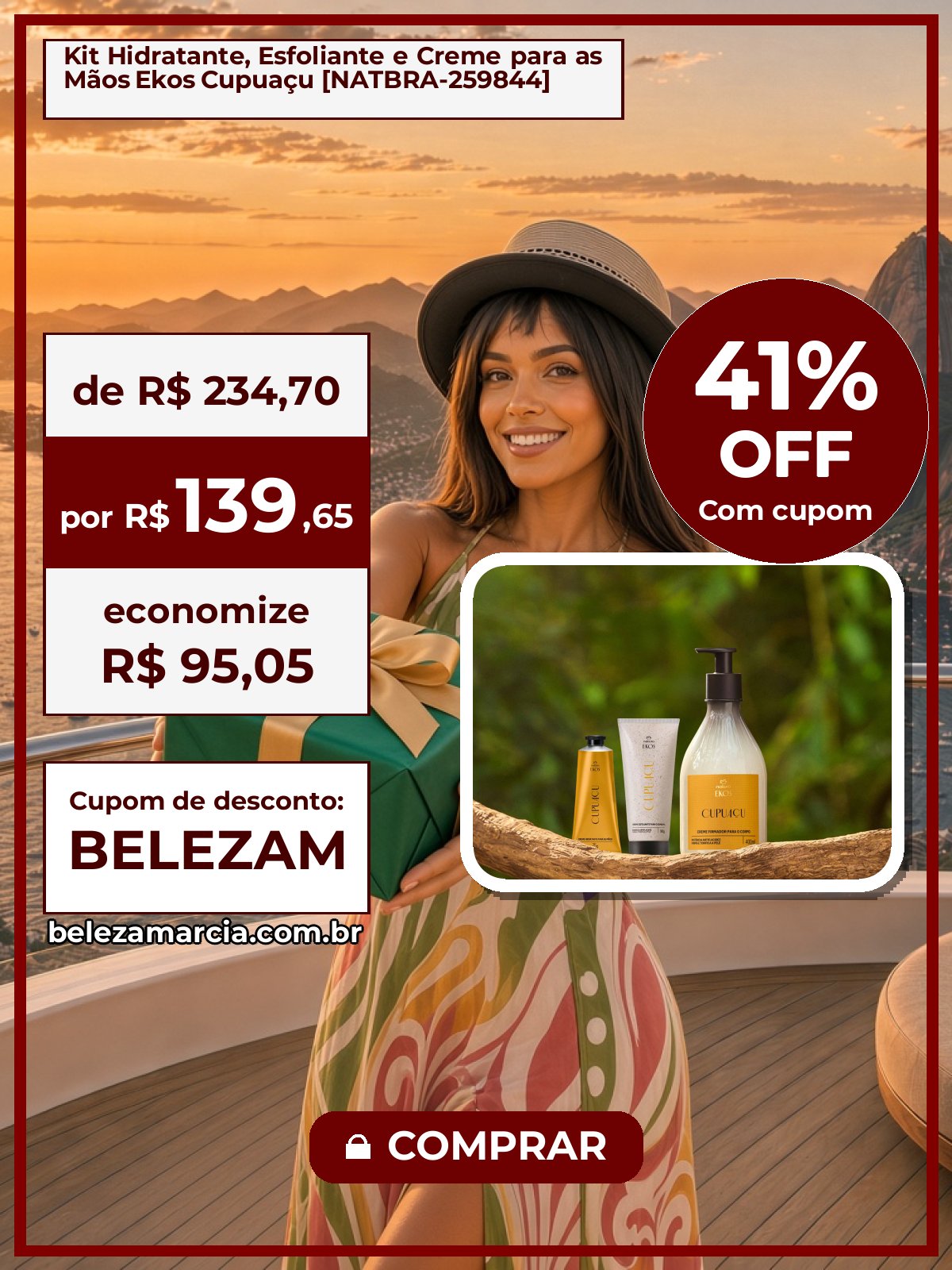 Kit Hidratante, Esfoliante e Creme para as Mãos Ekos Cupuaçu [NATBRA-259844]