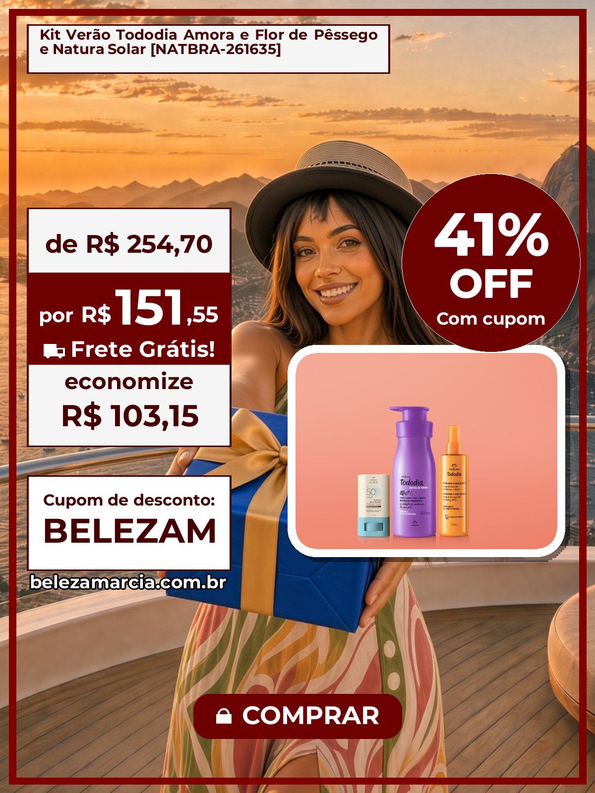 Kit Verão Tododia Amora e Flor de Pêssego e Natura Solar [NATBRA-261635]