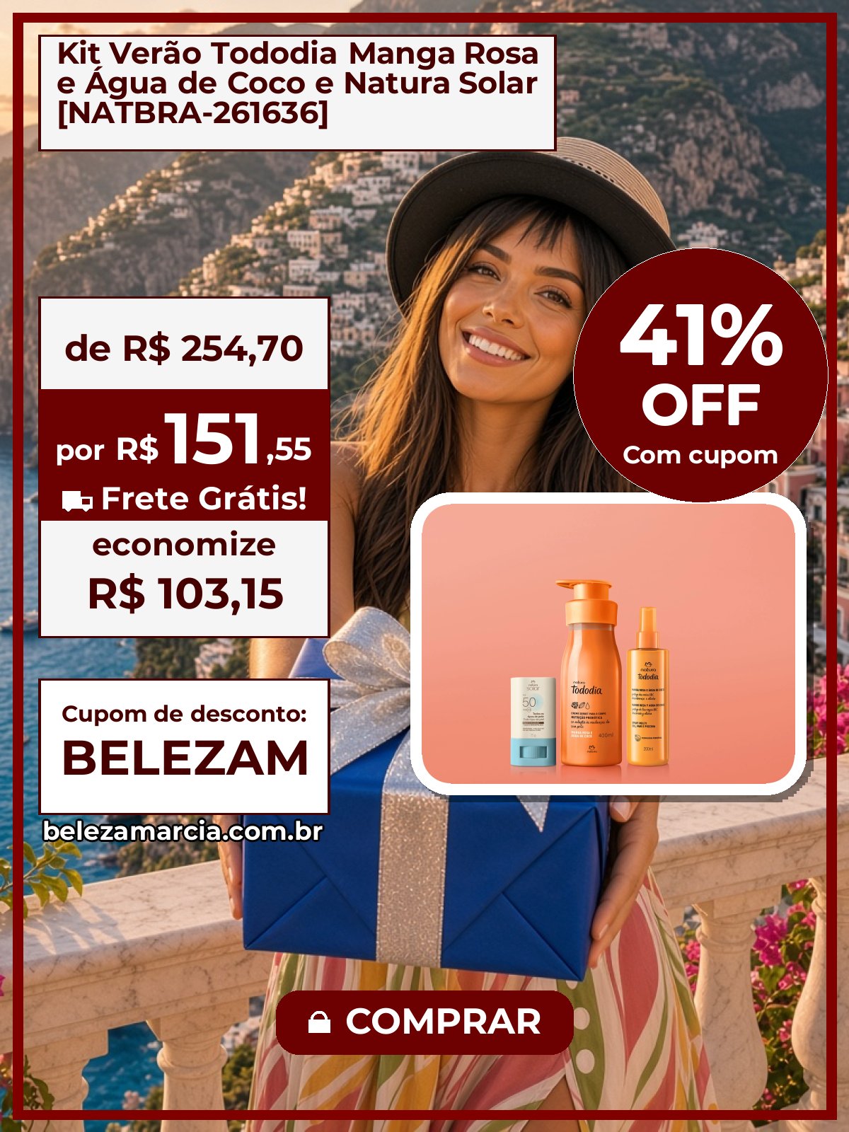 Kit Verão Tododia Manga Rosa e Água de Coco e Natura Solar [NATBRA-261636]