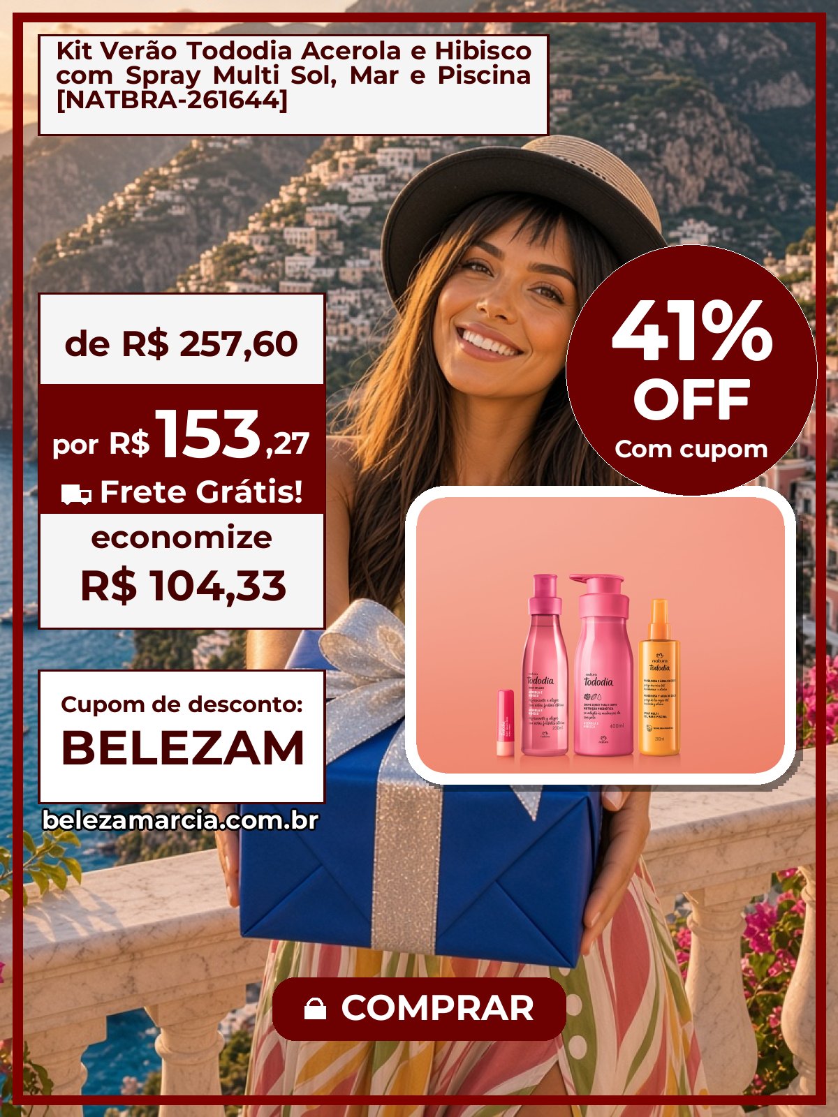 Kit Verão Tododia Acerola e Hibisco com Spray Multi Sol, Mar e Piscina [NATBRA-261644]