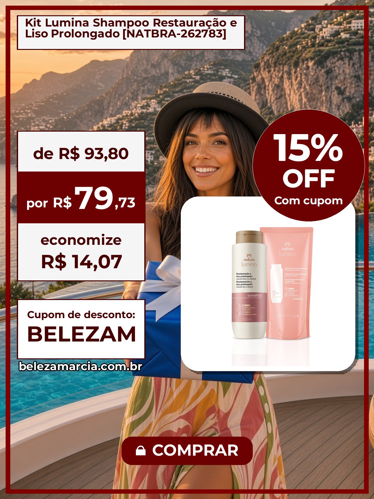 Kit Lumina Shampoo Restauração e Liso Prolongado [NATBRA-262783]