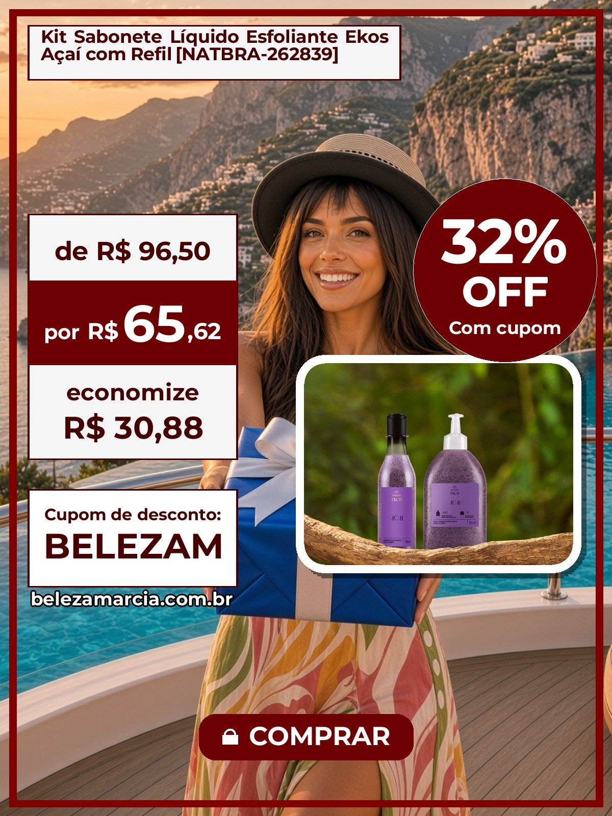 Kit Sabonete Líquido Esfoliante Ekos Açaí com Refil [NATBRA-262839]