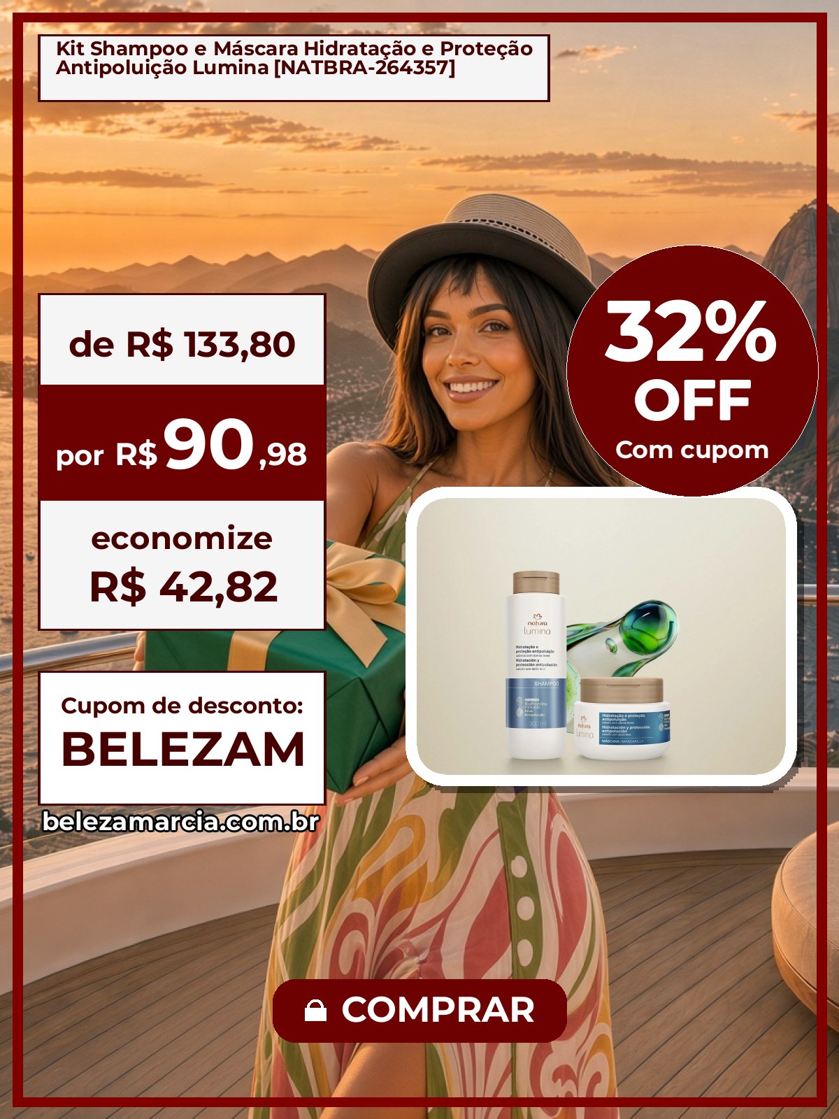 Kit Shampoo e Máscara Hidratação e Proteção Antipoluição Lumina [NATBRA-264357]