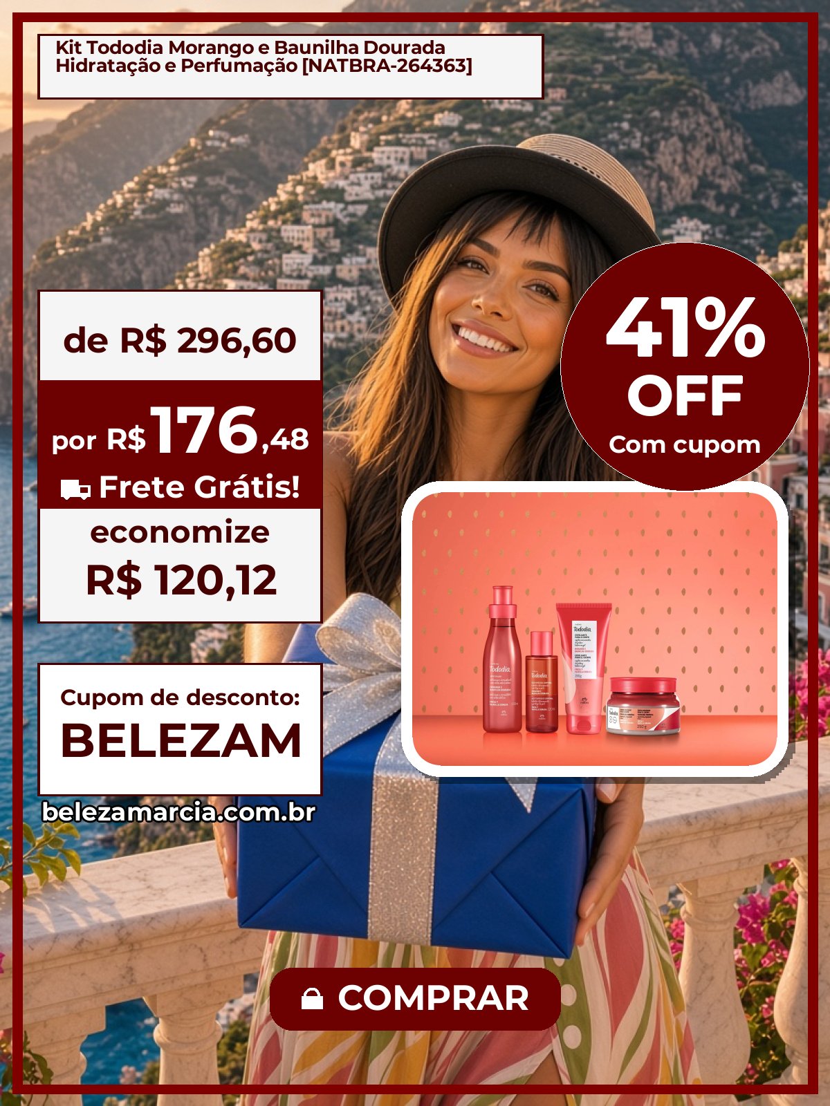 Kit Tododia Morango e Baunilha Dourada Hidratação e Perfumação [NATBRA-264363]