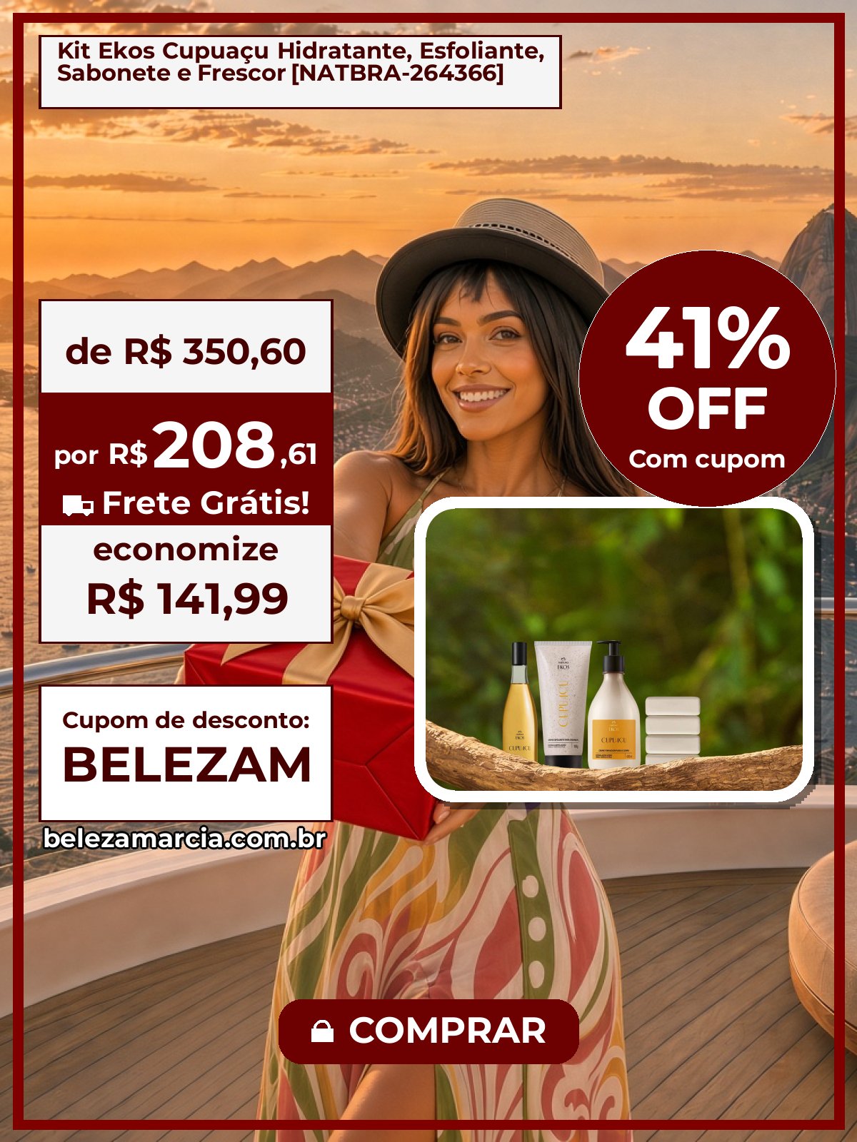 Kit Ekos Cupuaçu Hidratante, Esfoliante, Sabonete e Frescor [NATBRA-264366]