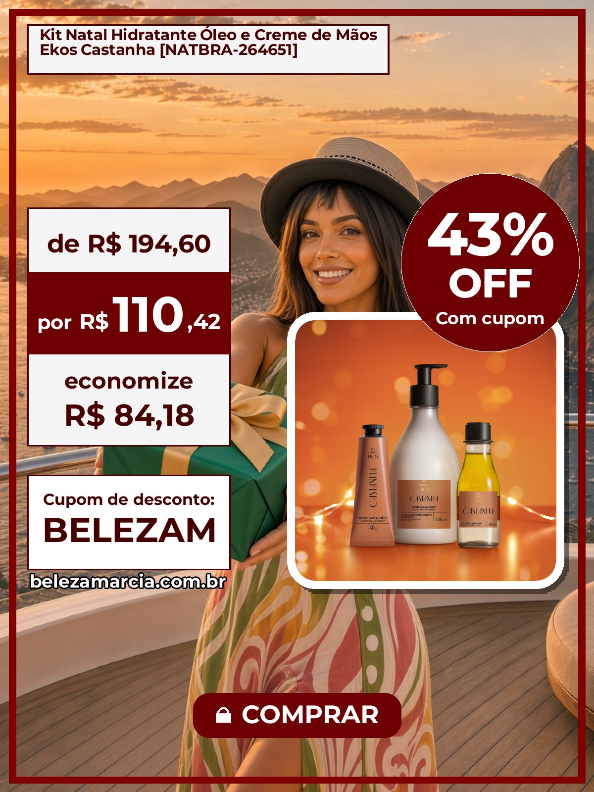 Kit Natal Hidratante Óleo e Creme de Mãos Ekos Castanha [NATBRA-264651]