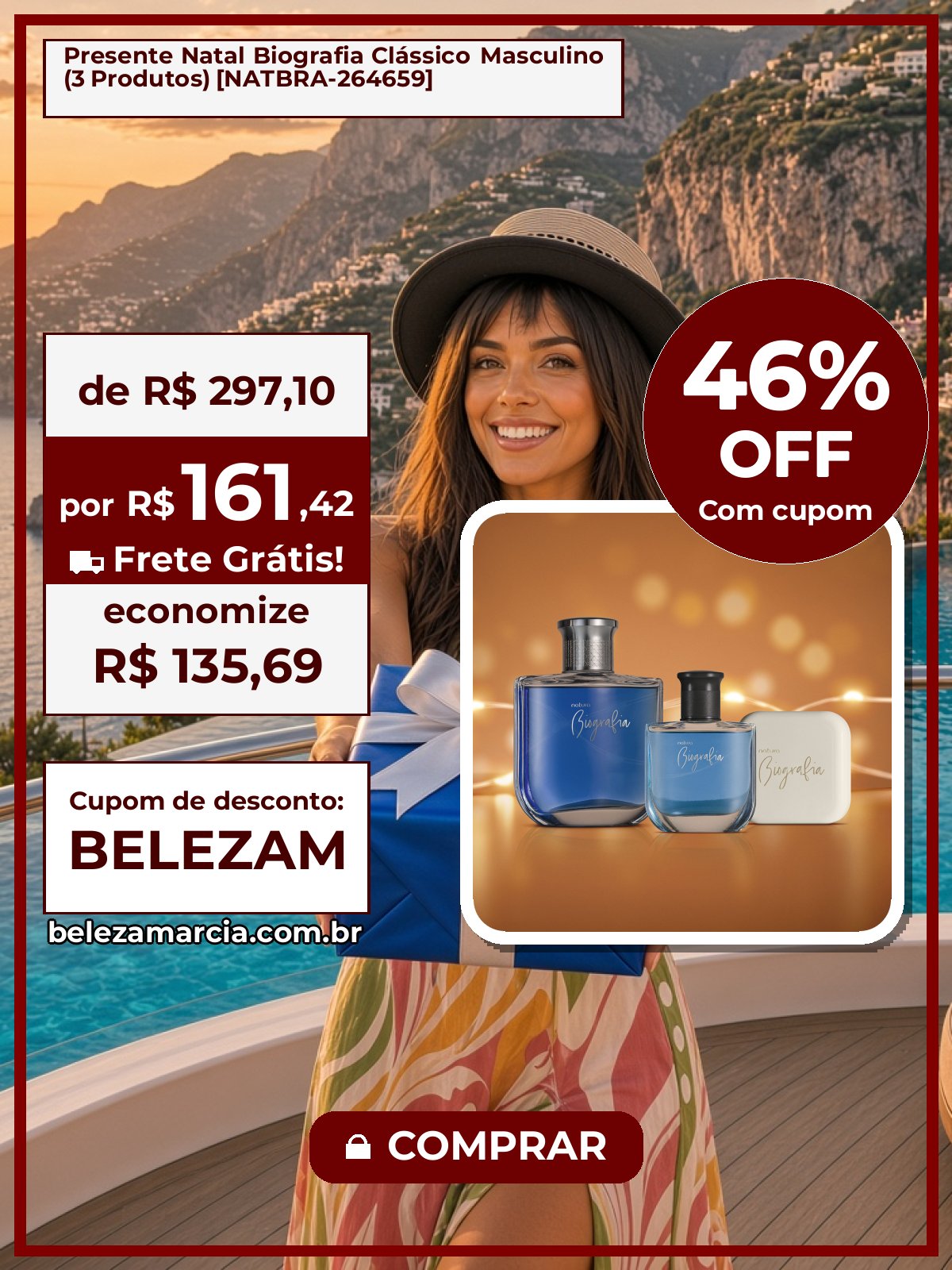 Presente Natal Biografia Clássico Masculino (3 Produtos) [NATBRA-264659]
