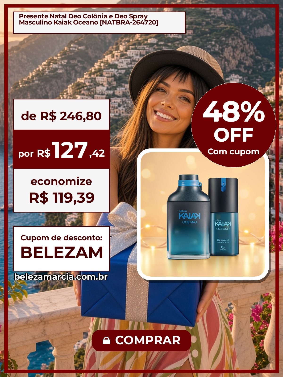 Presente Natal Deo Colônia e Deo Spray Masculino Kaiak Oceano [NATBRA-264720]