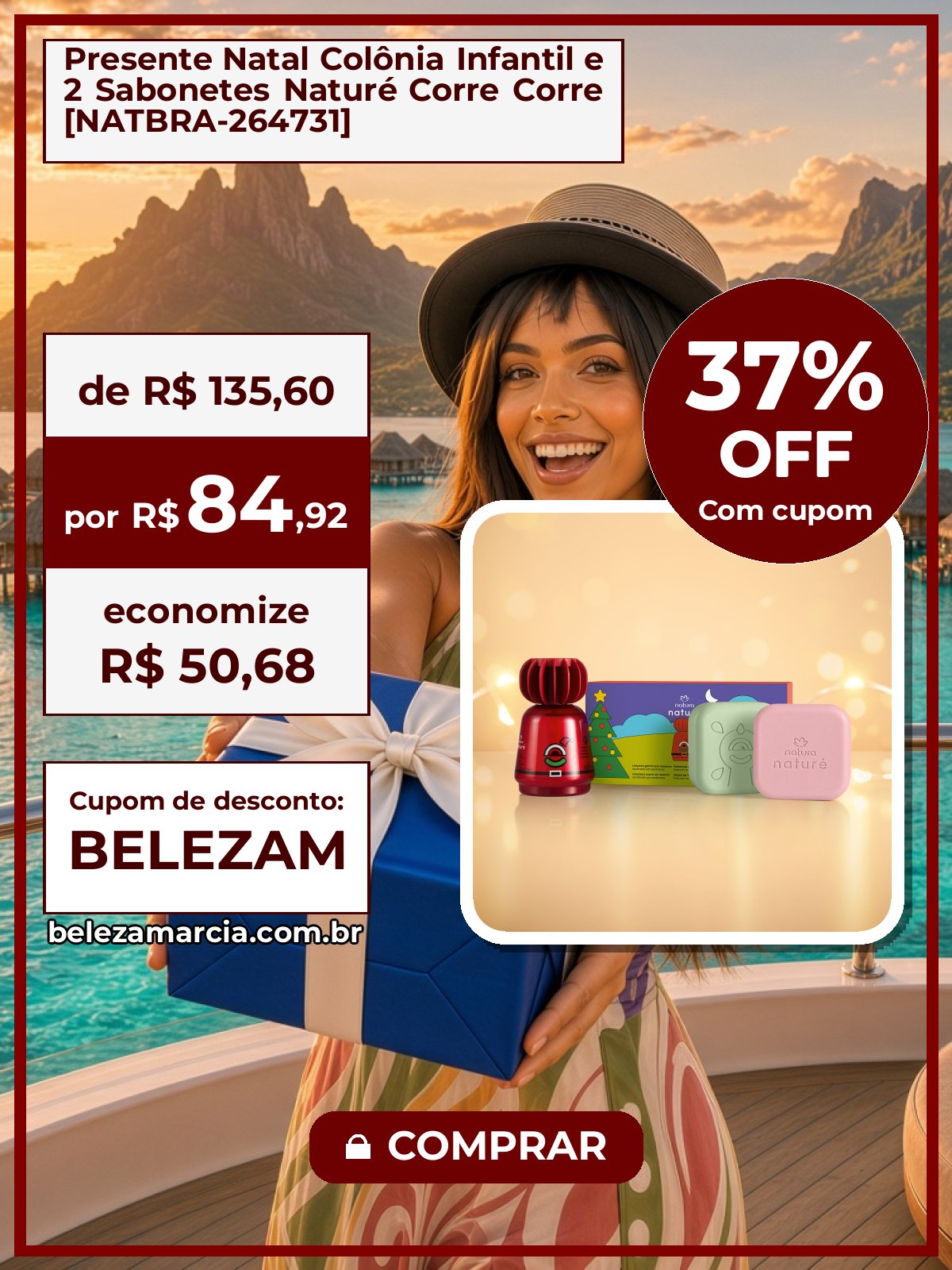 Presente Natal Colônia Infantil e 2 Sabonetes Naturé Corre Corre [NATBRA-264731]