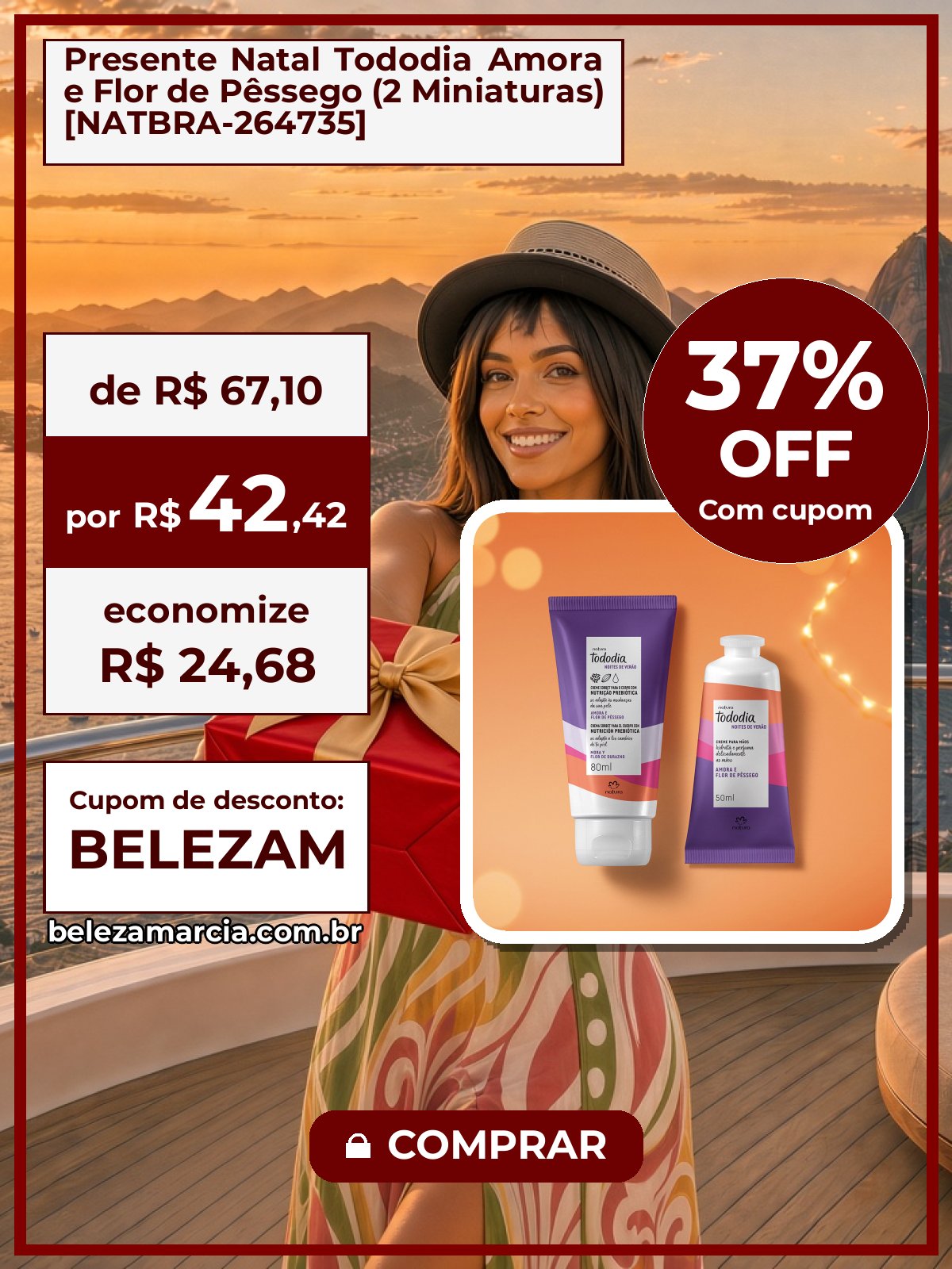 Presente Natal Tododia Amora e Flor de Pêssego (2 Miniaturas) [NATBRA-264735]