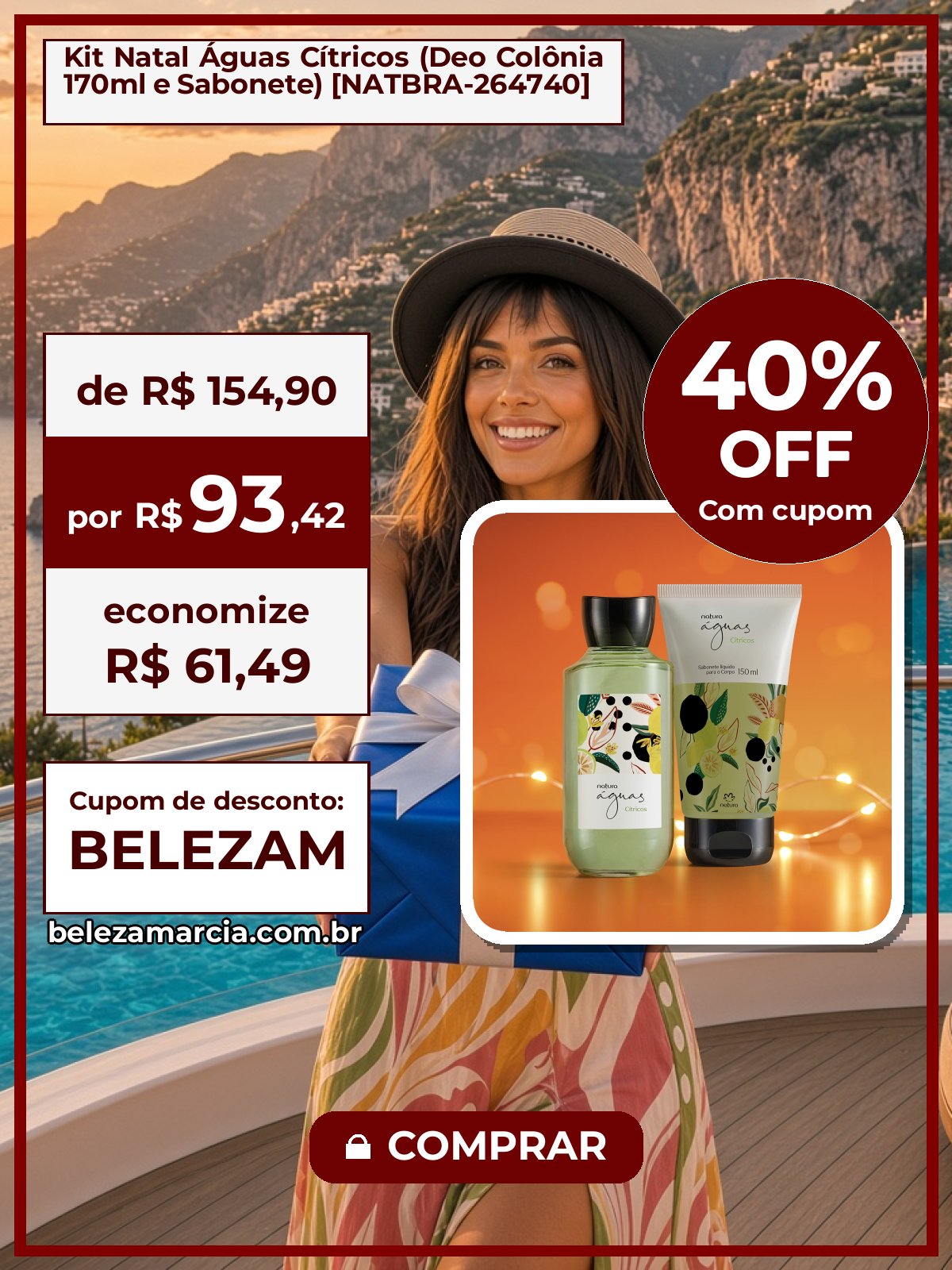 Kit Natal Águas Cítricos (Deo Colônia 170ml e Sabonete) [NATBRA-264740]