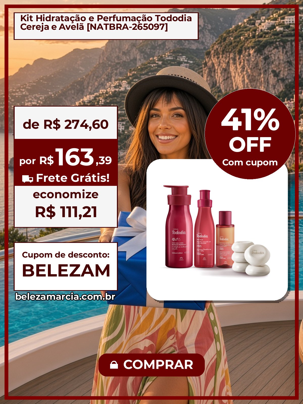 Kit Hidratação e Perfumação Tododia Cereja e Avelã [NATBRA-265097]