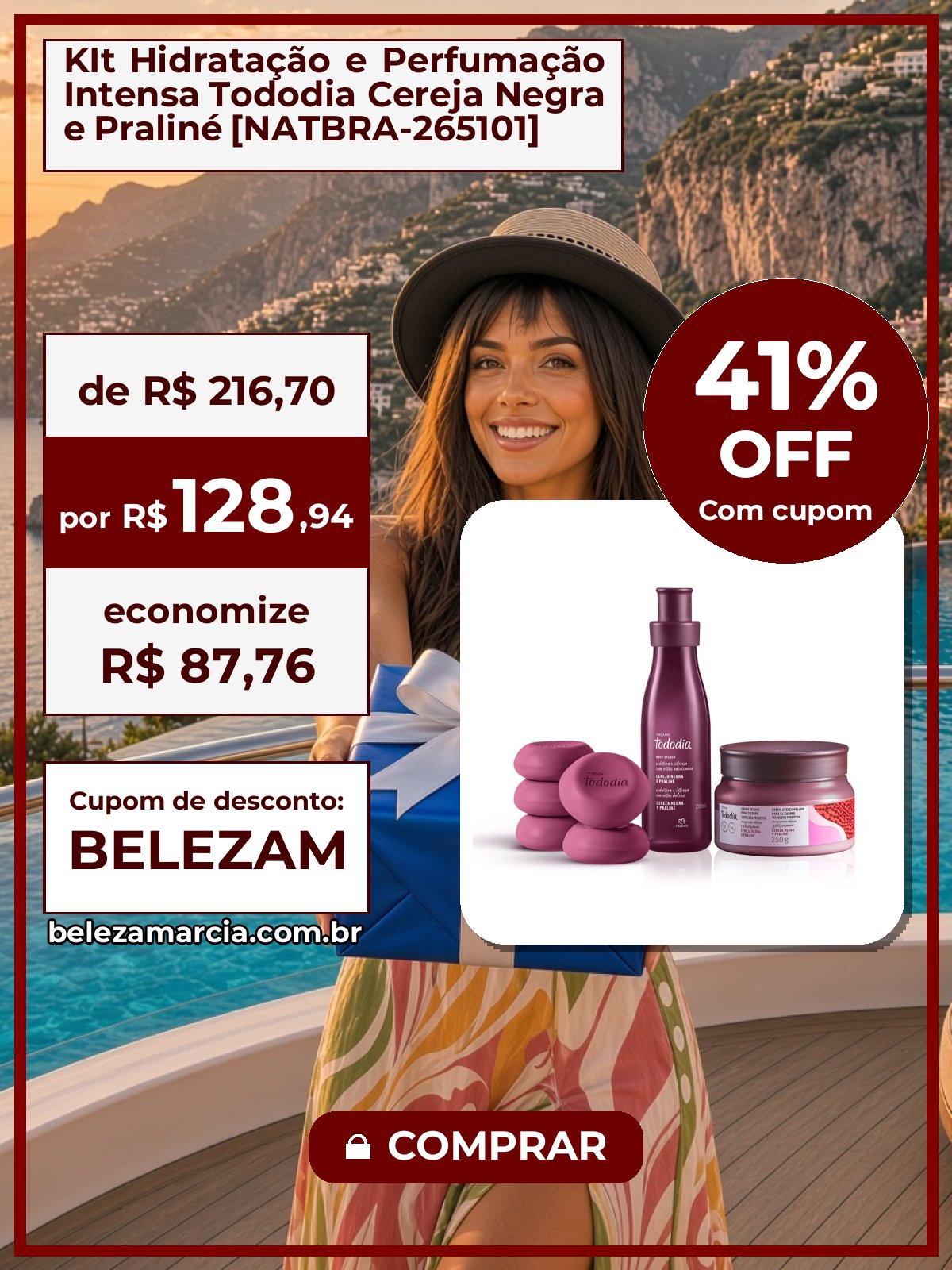 KIt Hidratação e Perfumação Intensa Tododia Cereja Negra e Praliné [NATBRA-265101]