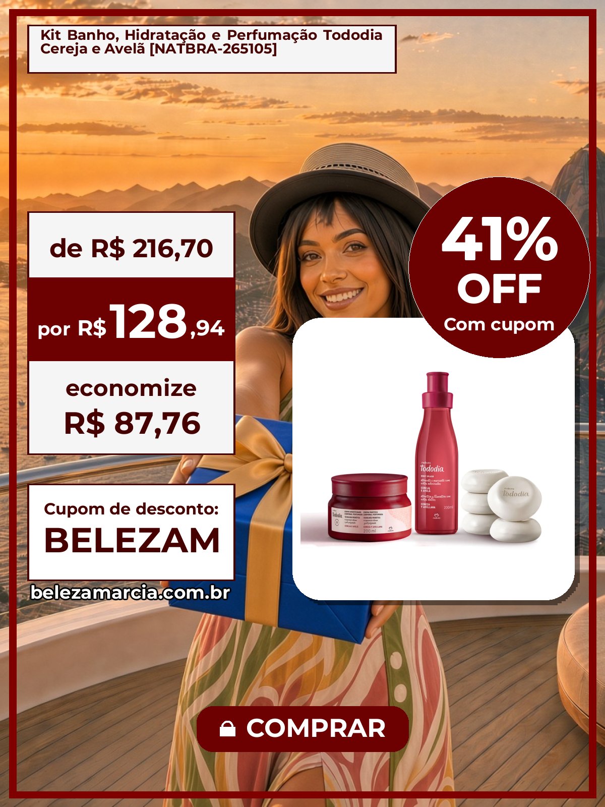 Kit Banho, Hidratação e Perfumação Tododia Cereja e Avelã [NATBRA-265105]