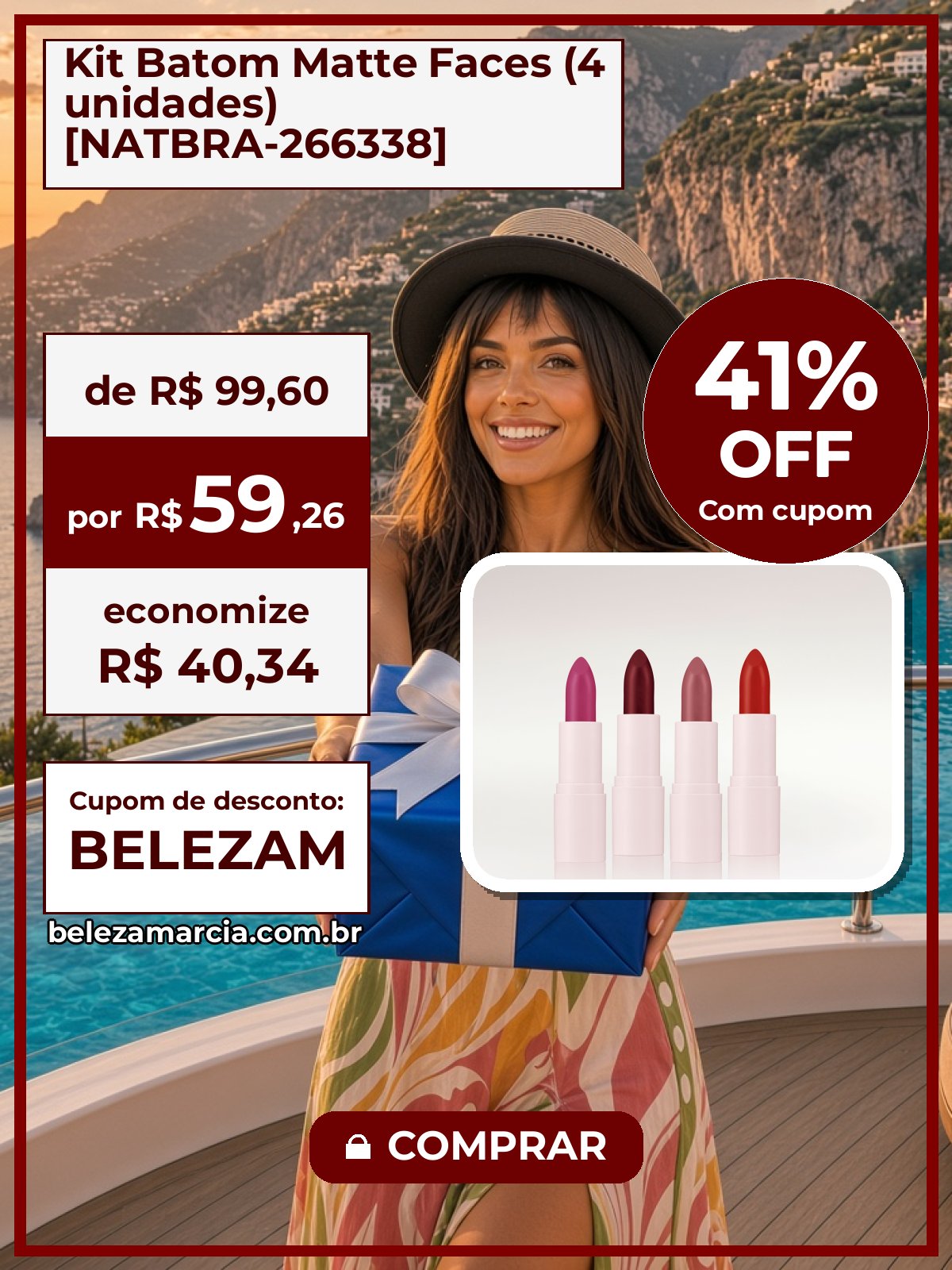 Kit Batom Matte Faces (4 unidades) [NATBRA-266338]