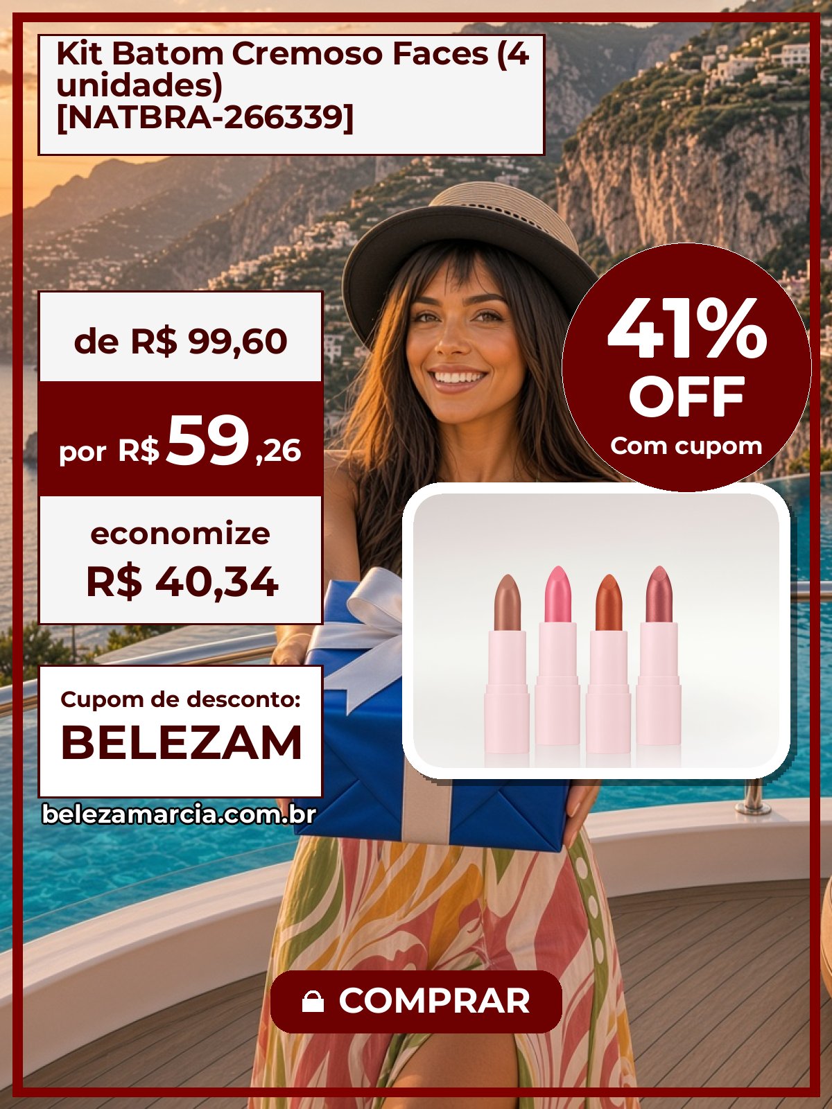Kit Batom Cremoso Faces (4 unidades) [NATBRA-266339]