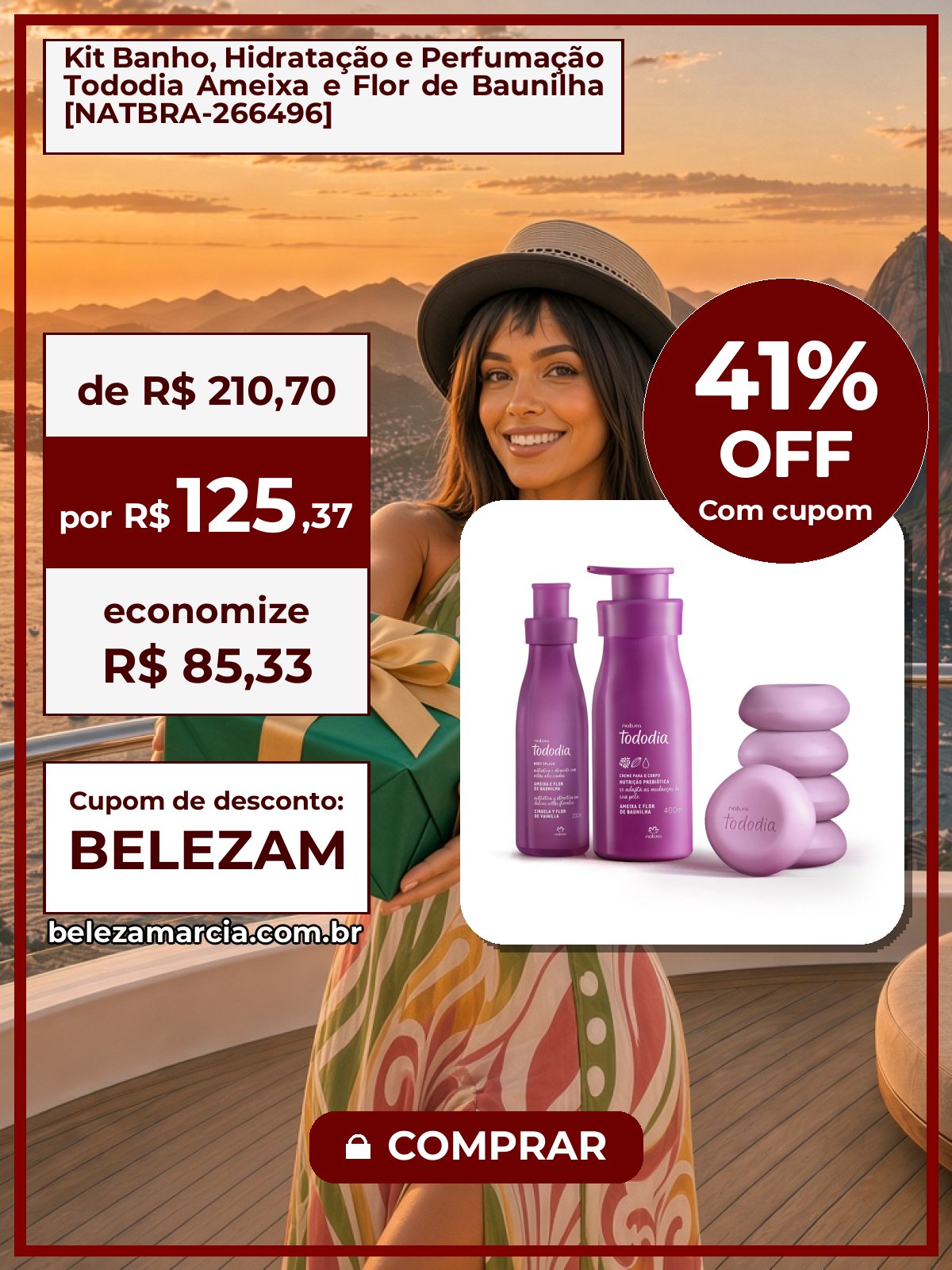 Kit Banho, Hidratação e Perfumação Tododia Ameixa e Flor de Baunilha [NATBRA-266496]