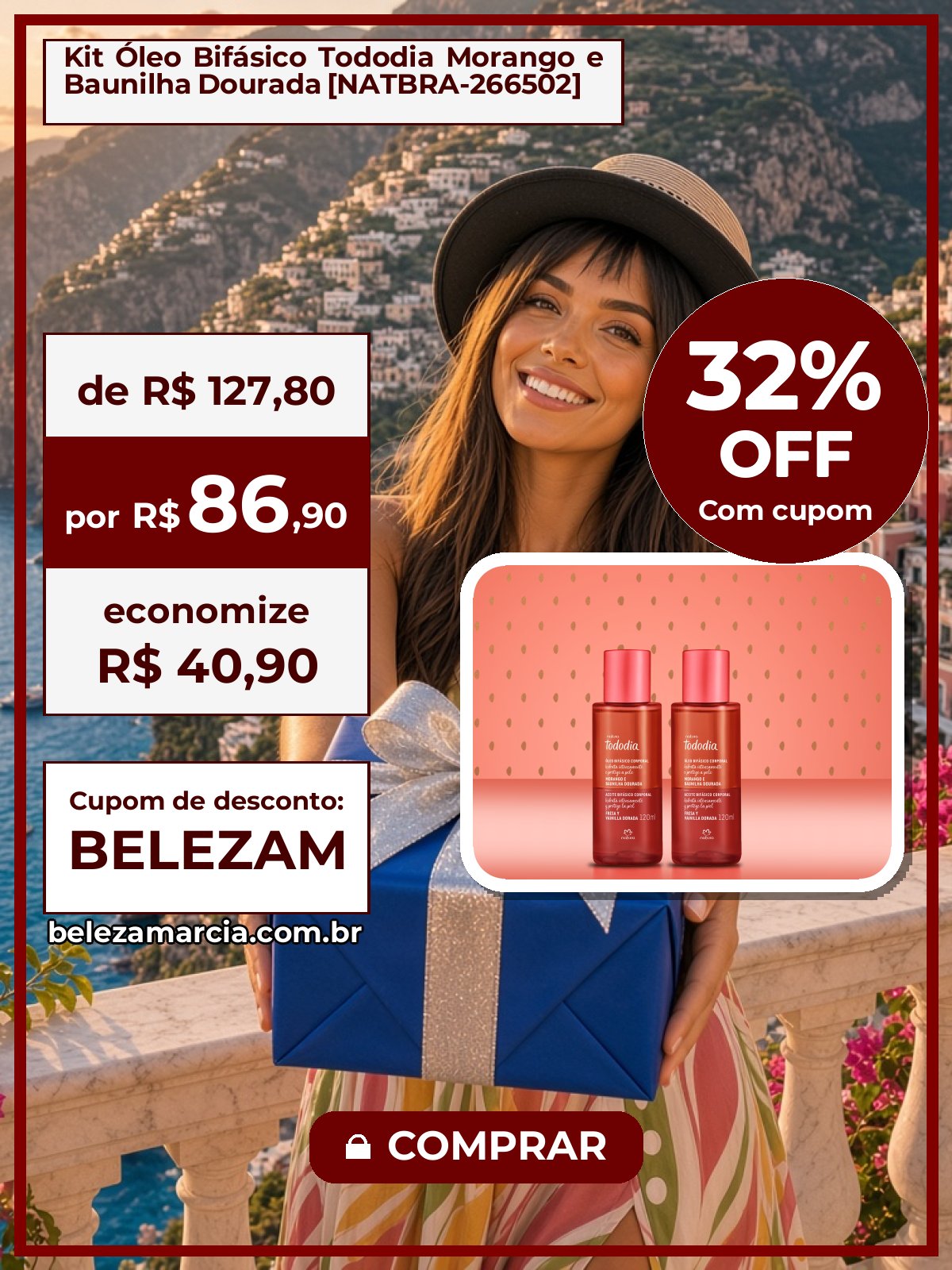 Kit Óleo Bifásico Tododia Morango e Baunilha Dourada [NATBRA-266502]