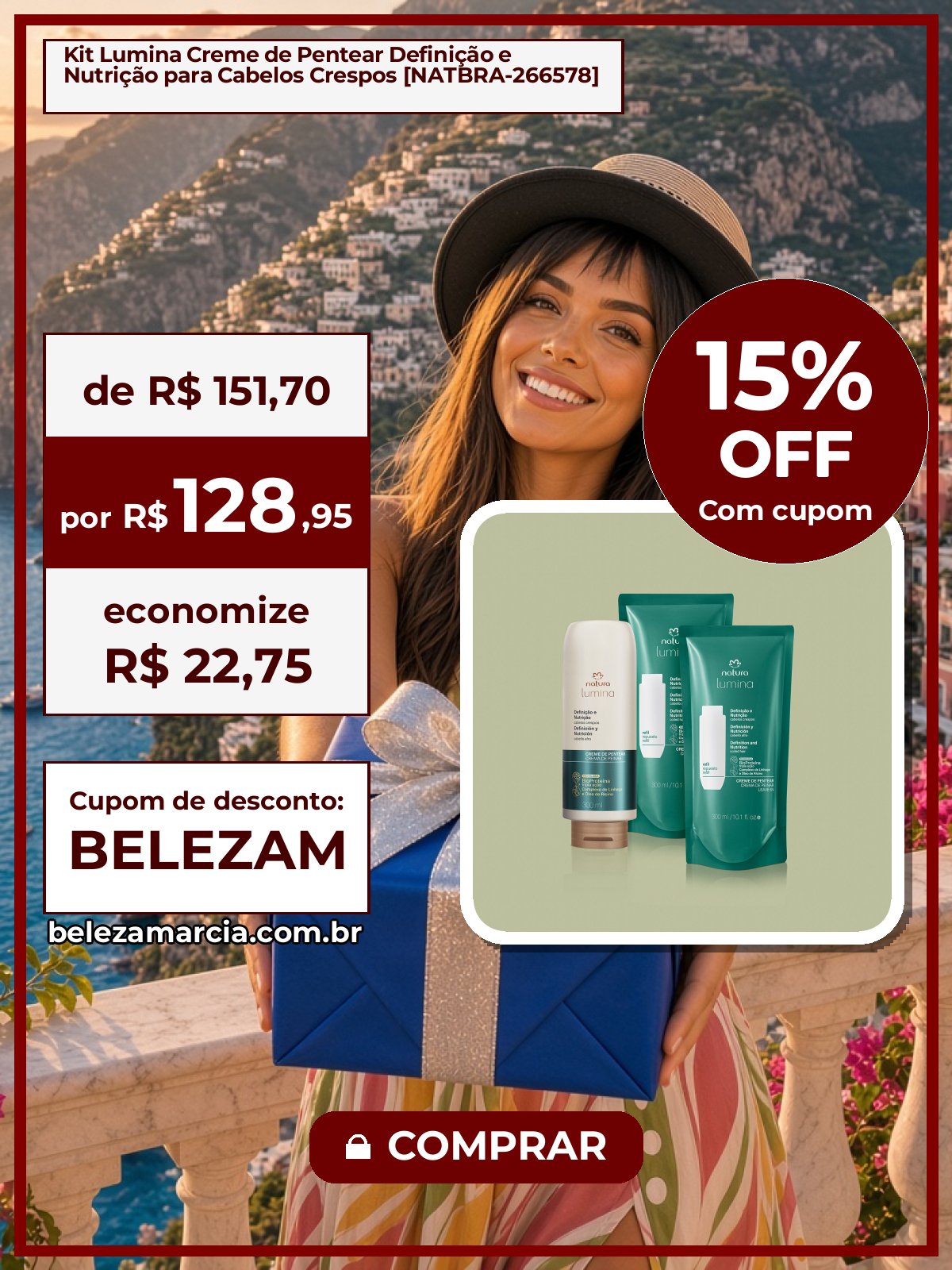 Kit Lumina Creme de Pentear Definição e Nutrição para Cabelos Crespos [NATBRA-266578]