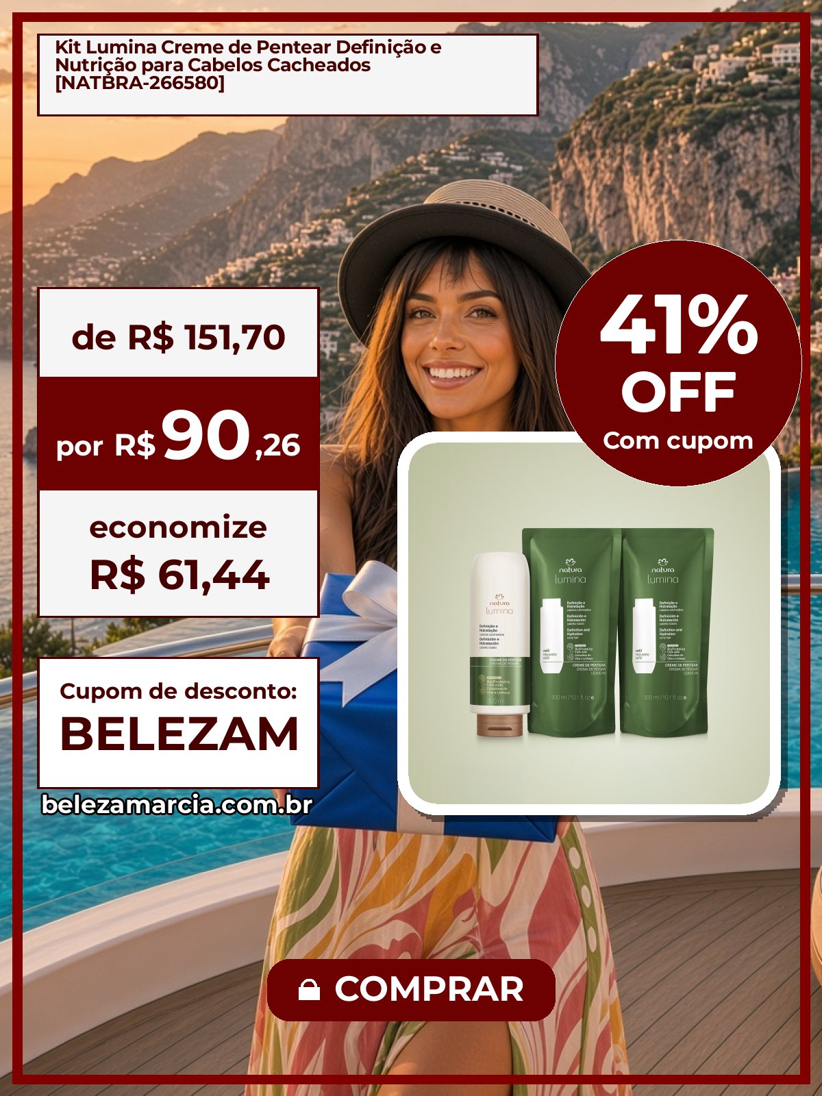 Kit Lumina Creme de Pentear Definição e Nutrição para Cabelos Cacheados [NATBRA-266580]