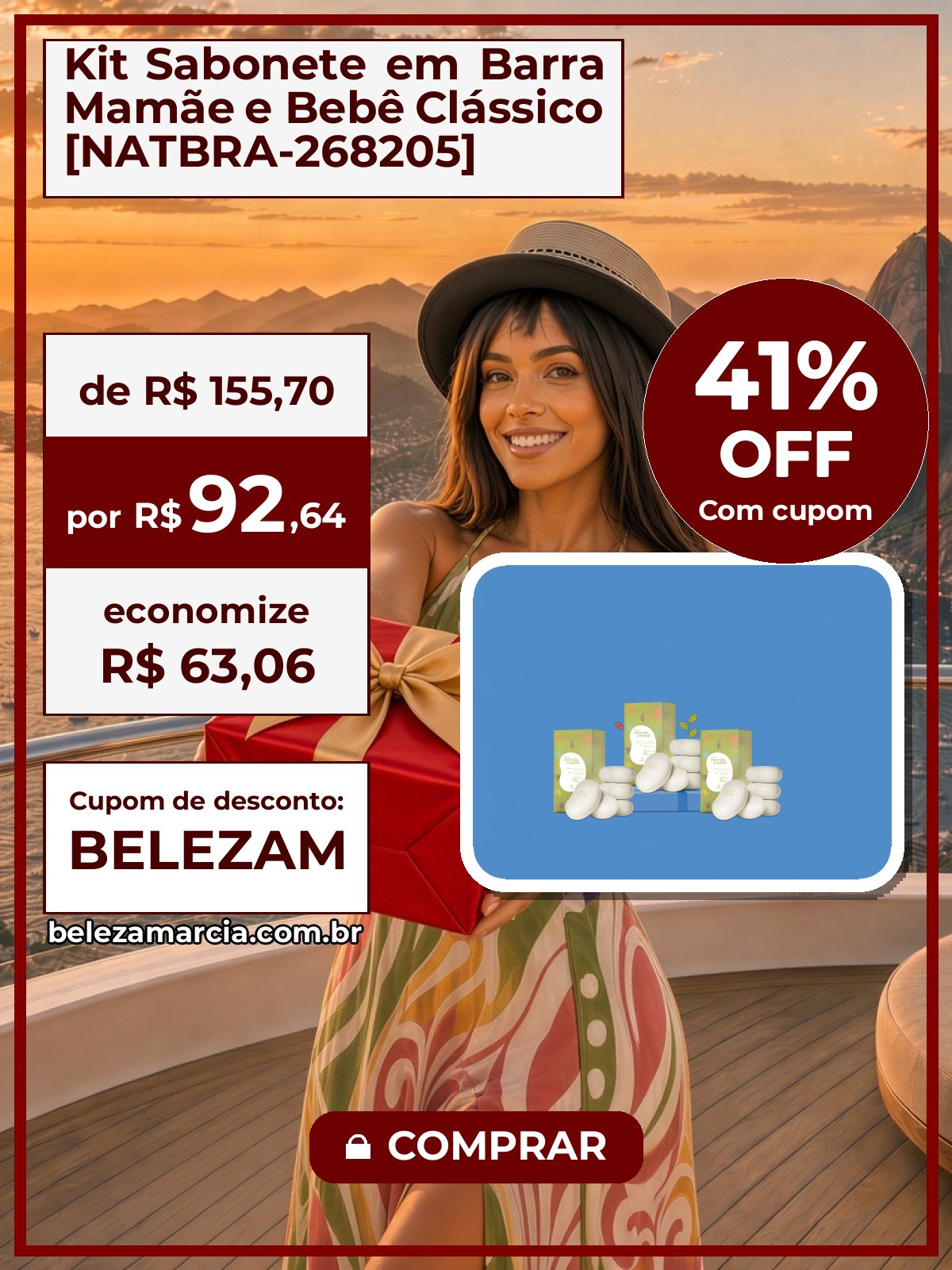 Kit Sabonete em Barra Mamãe e Bebê Clássico [NATBRA-268205]