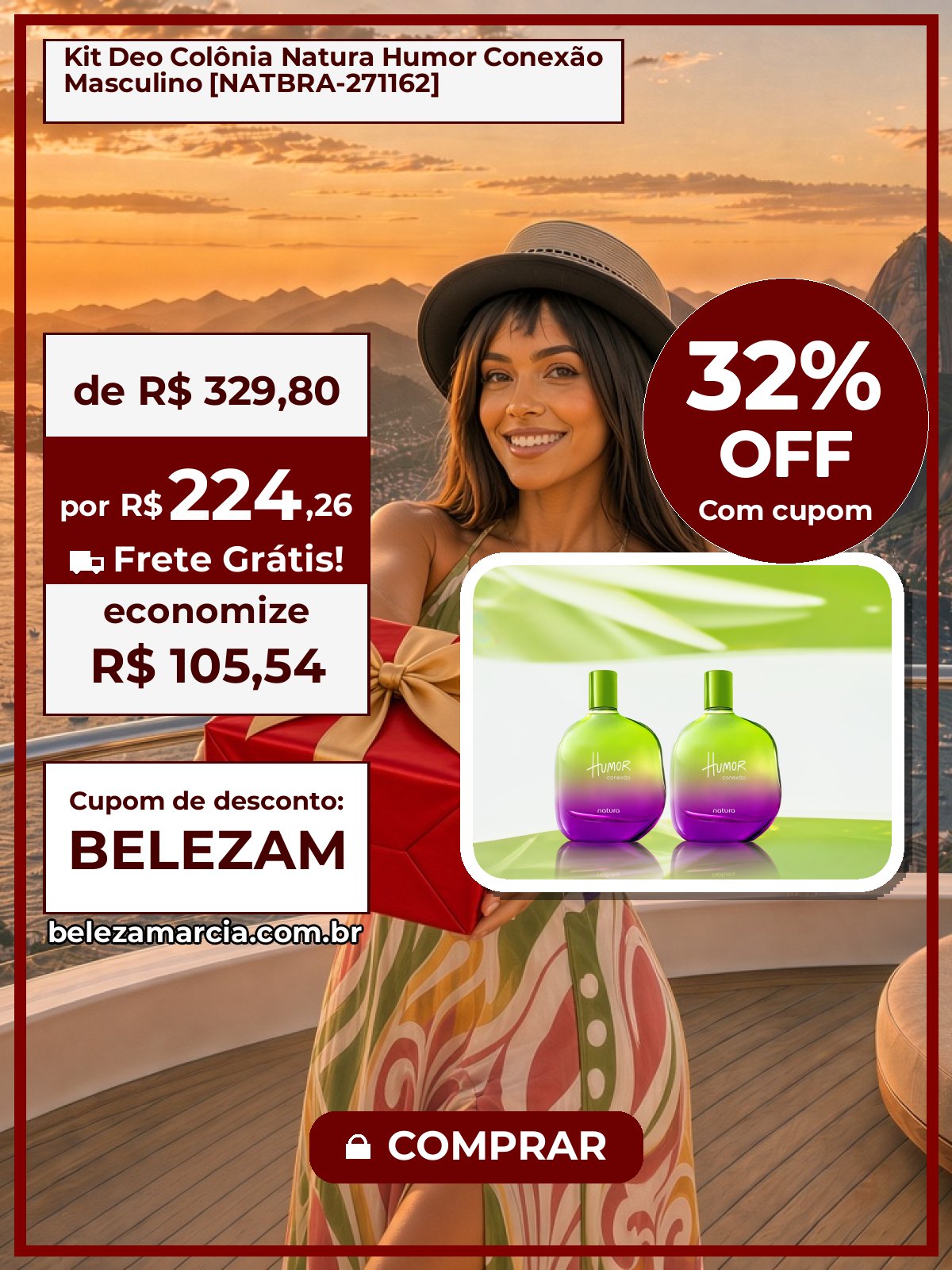 Kit Deo Colônia Natura Humor Conexão Masculino [NATBRA-271162]