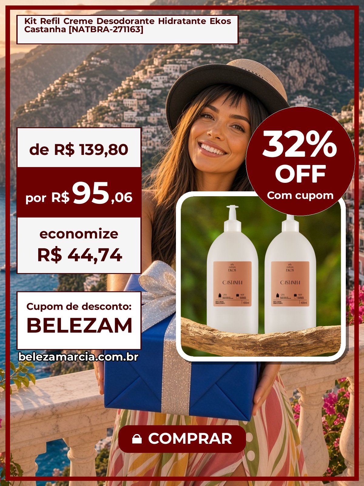 Kit Refil Creme Desodorante Hidratante Ekos Castanha [NATBRA-271163]