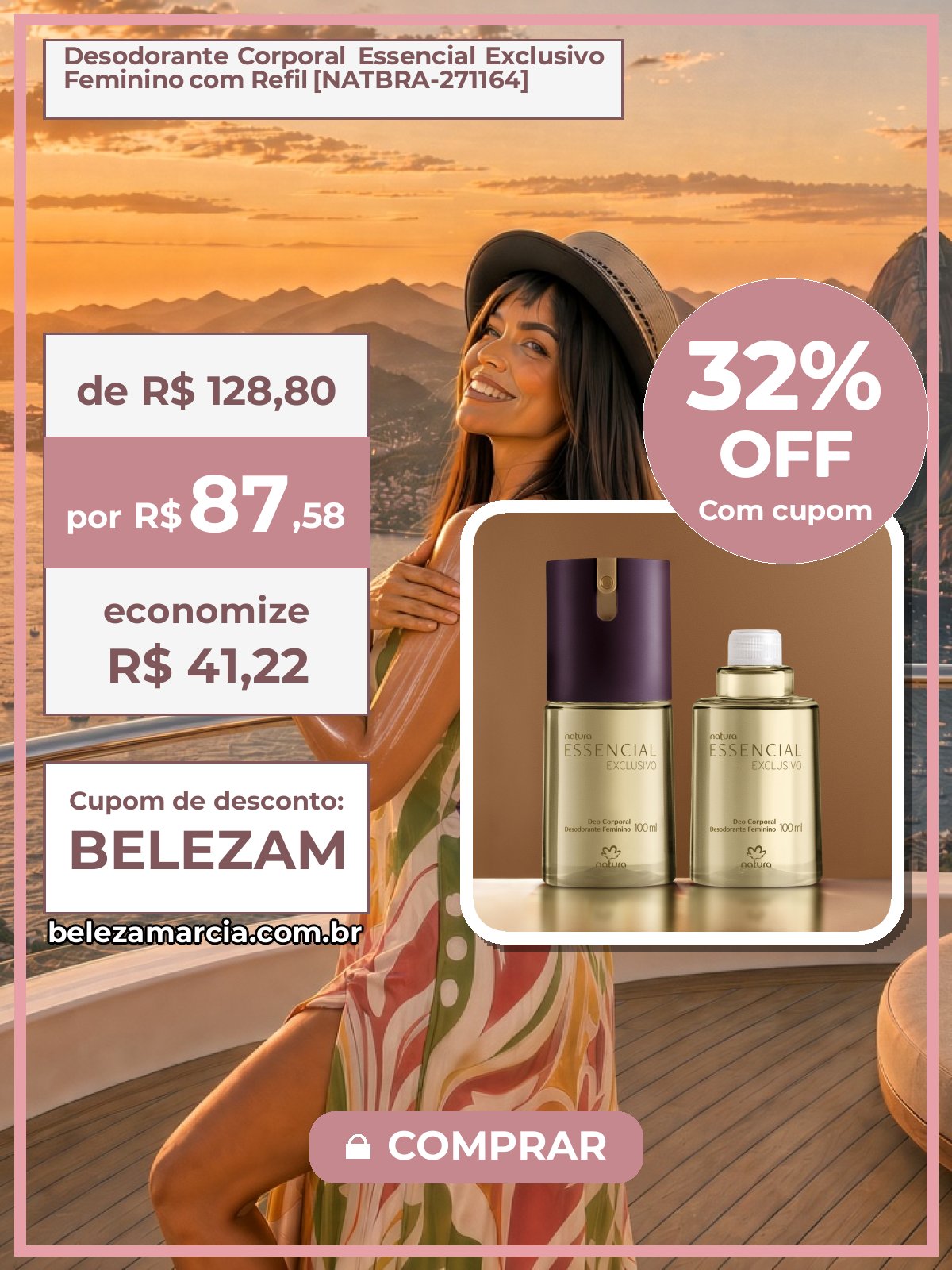 Desodorante Corporal Essencial Exclusivo Feminino com Refil [NATBRA-271164]