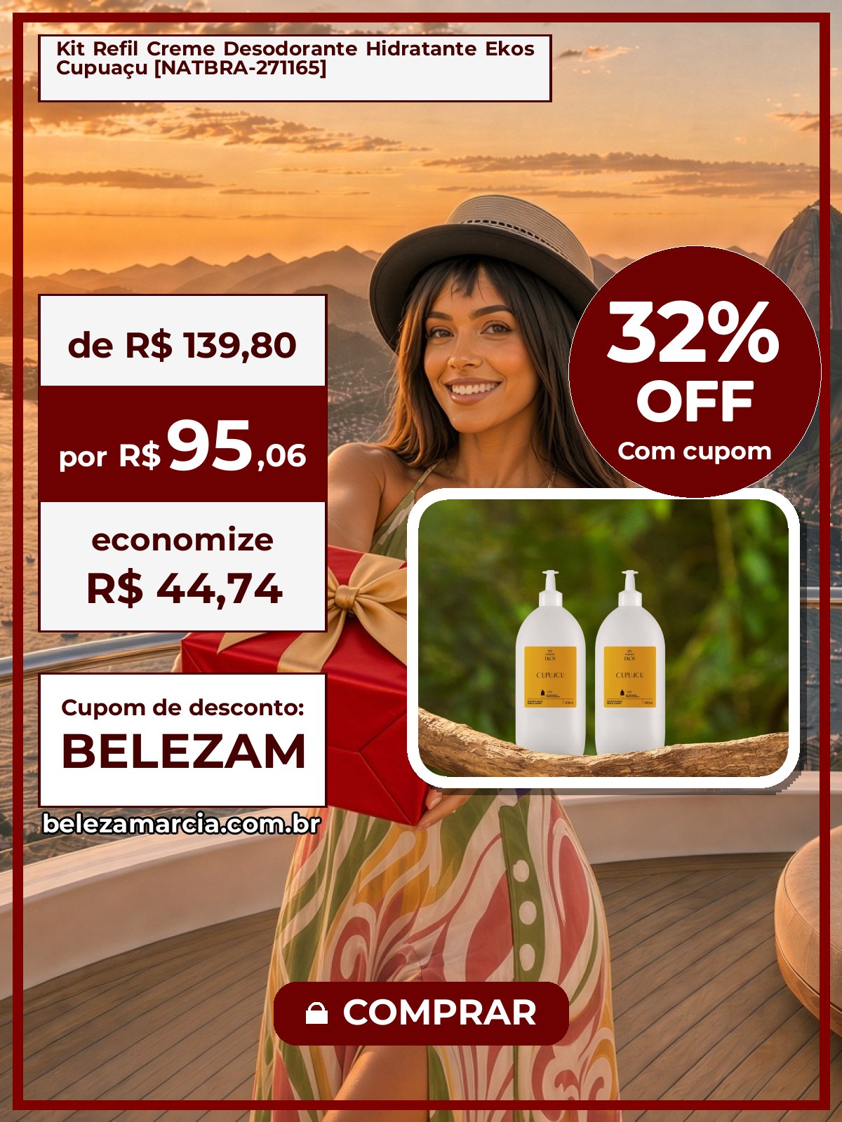 Kit Refil Creme Desodorante Hidratante Ekos Cupuaçu [NATBRA-271165]