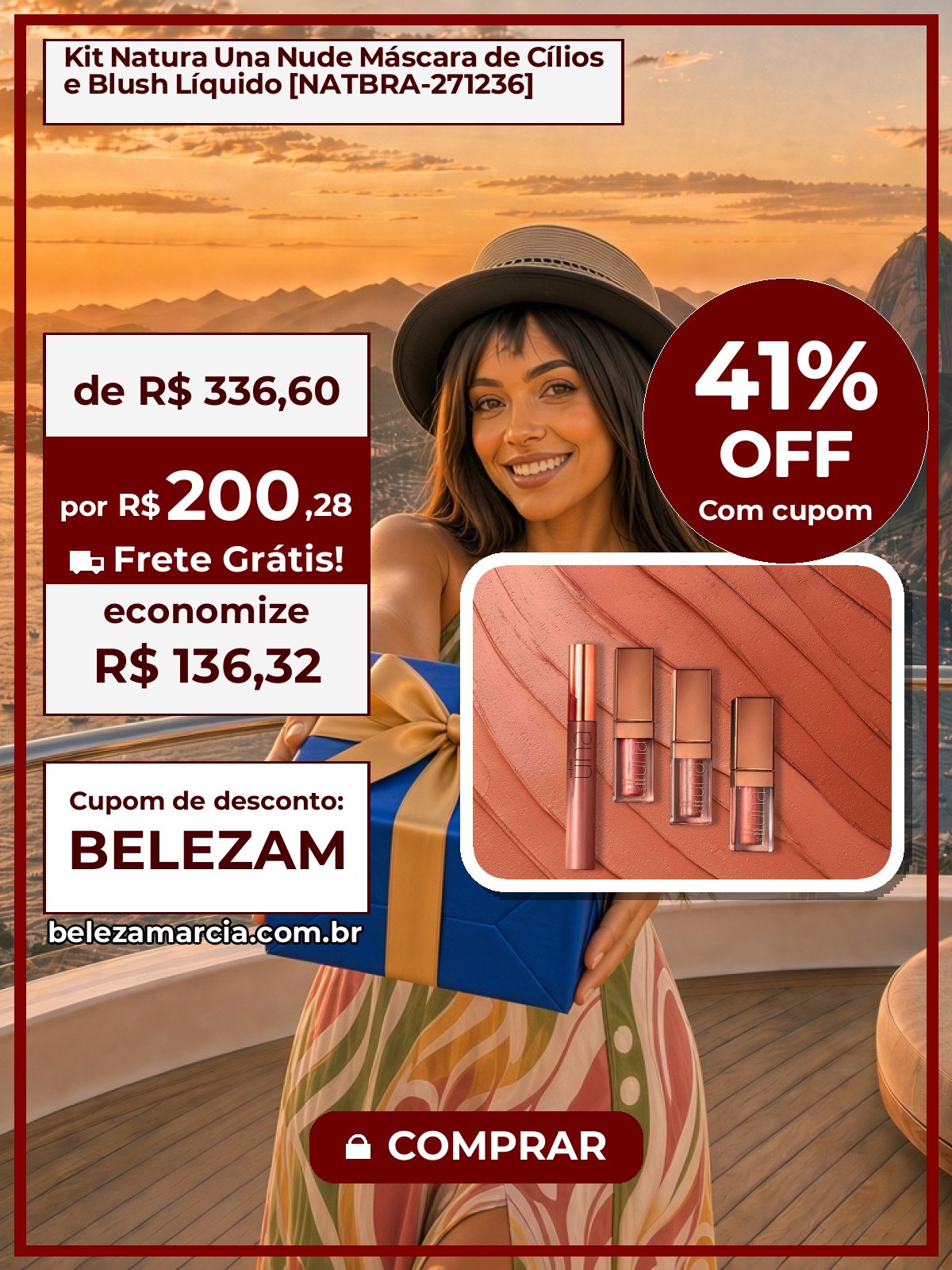 Kit Natura Una Nude Máscara de Cílios e Blush Líquido [NATBRA-271236]