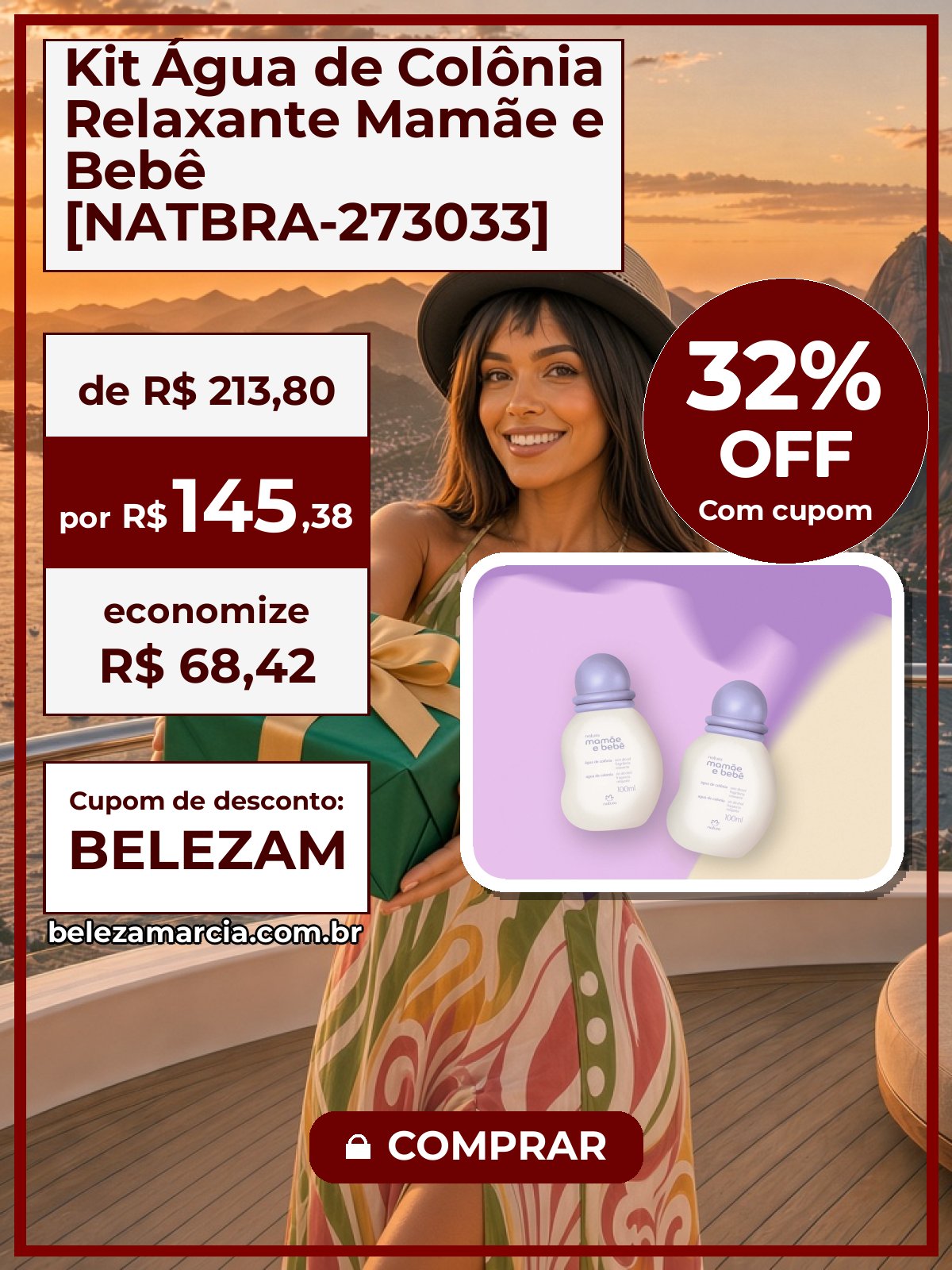 Kit Água de Colônia Relaxante Mamãe e Bebê [NATBRA-273033]