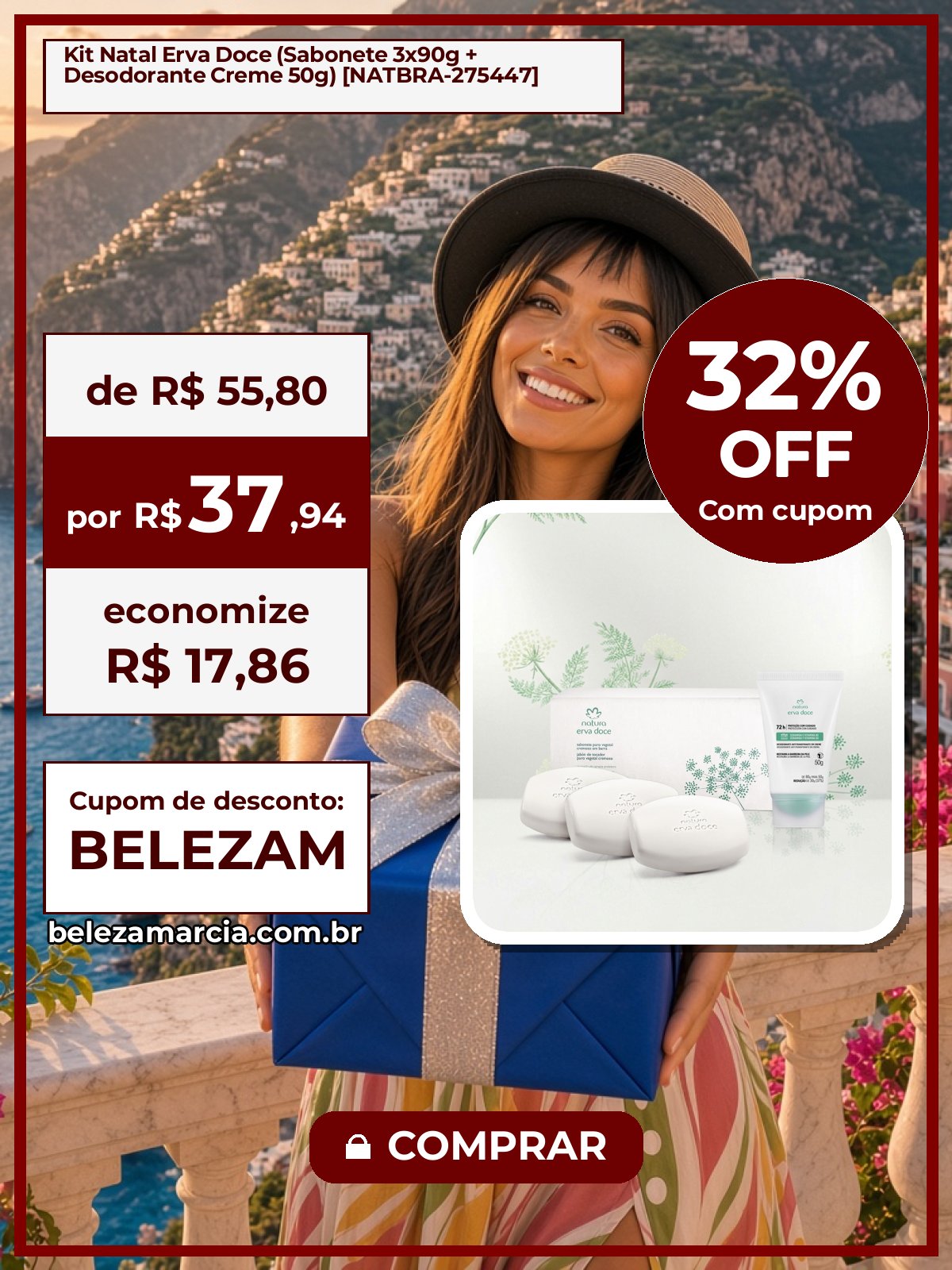 Kit Natal Erva Doce (Sabonete 3x90g + Desodorante Creme 50g) [NATBRA-275447]