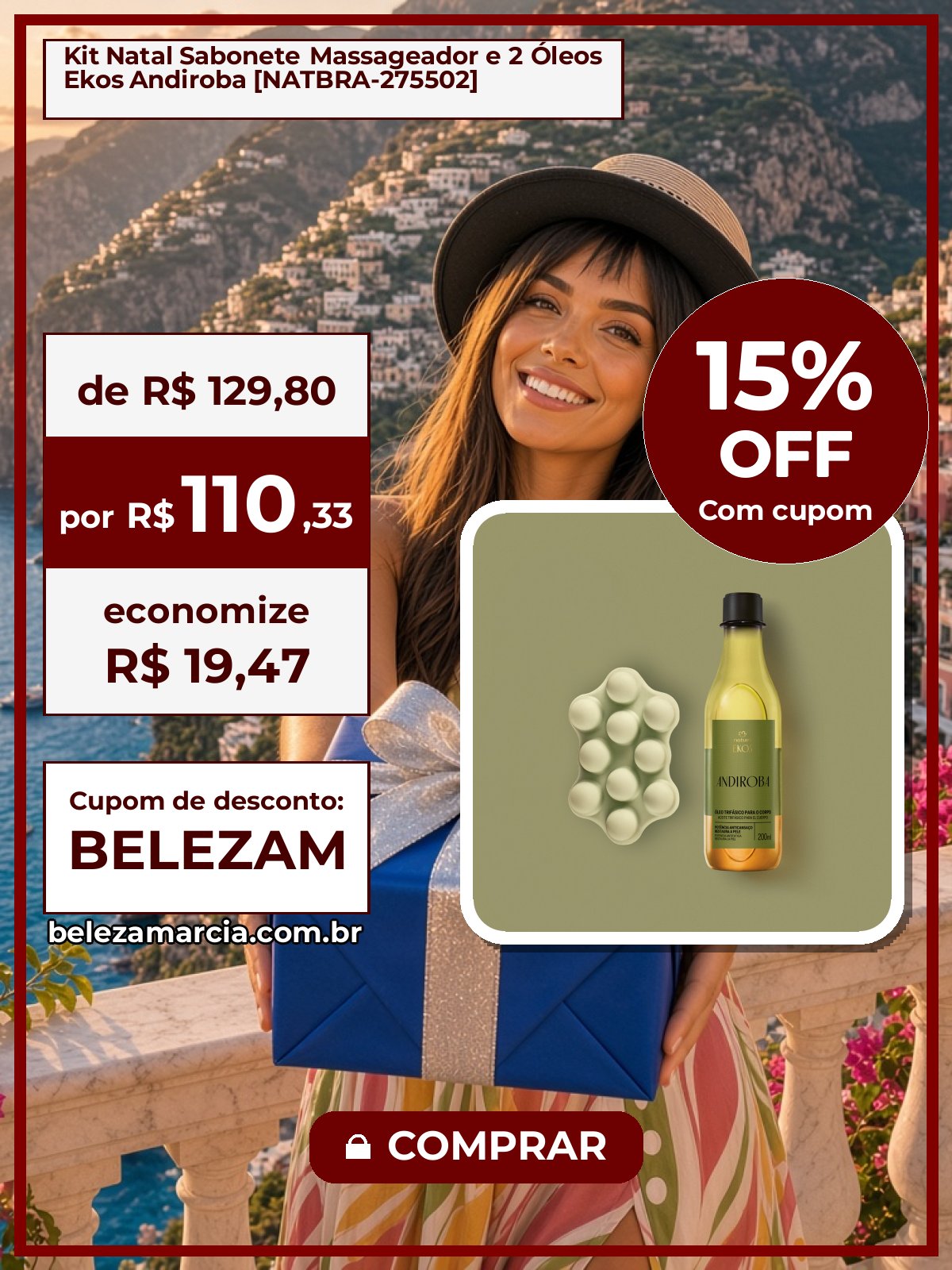 Kit Natal Sabonete Massageador e 2 Óleos Ekos Andiroba [NATBRA-275502]