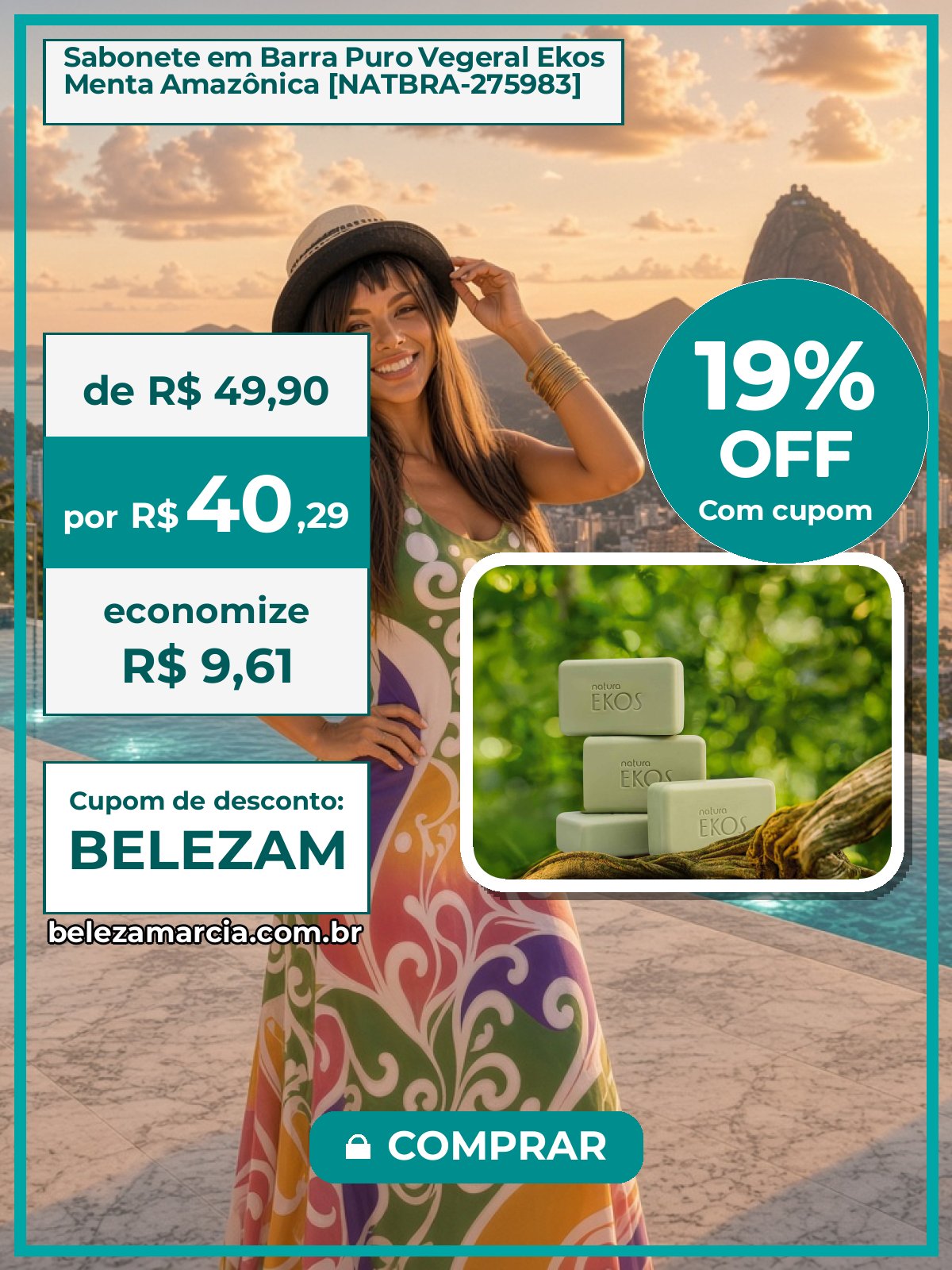 Sabonete em Barra Puro Vegeral Ekos Menta Amazônica [NATBRA-275983]