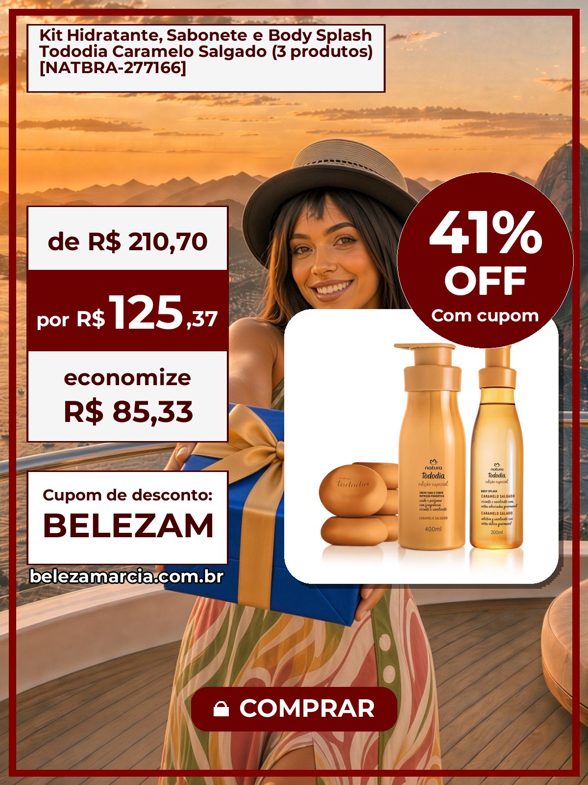 Kit Hidratante, Sabonete e Body Splash Tododia Caramelo Salgado (3 produtos) [NATBRA-277166]