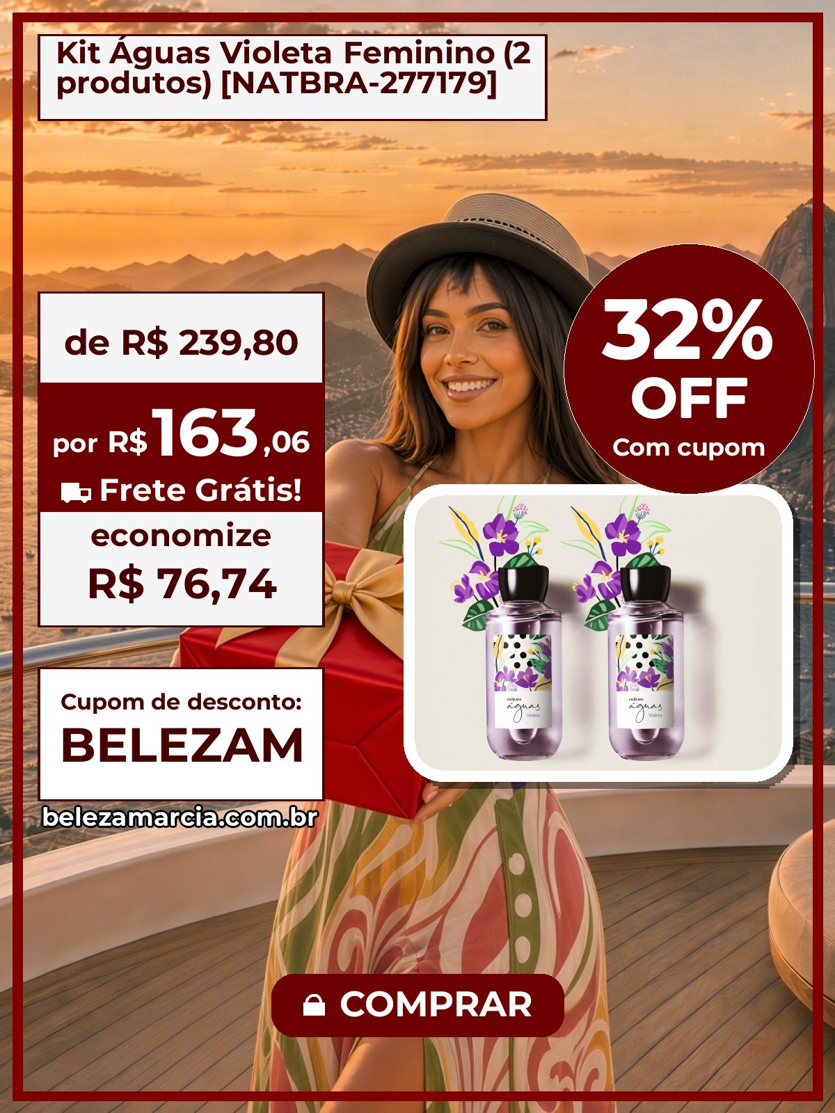 Kit Águas Violeta Feminino (2 produtos) [NATBRA-277179]