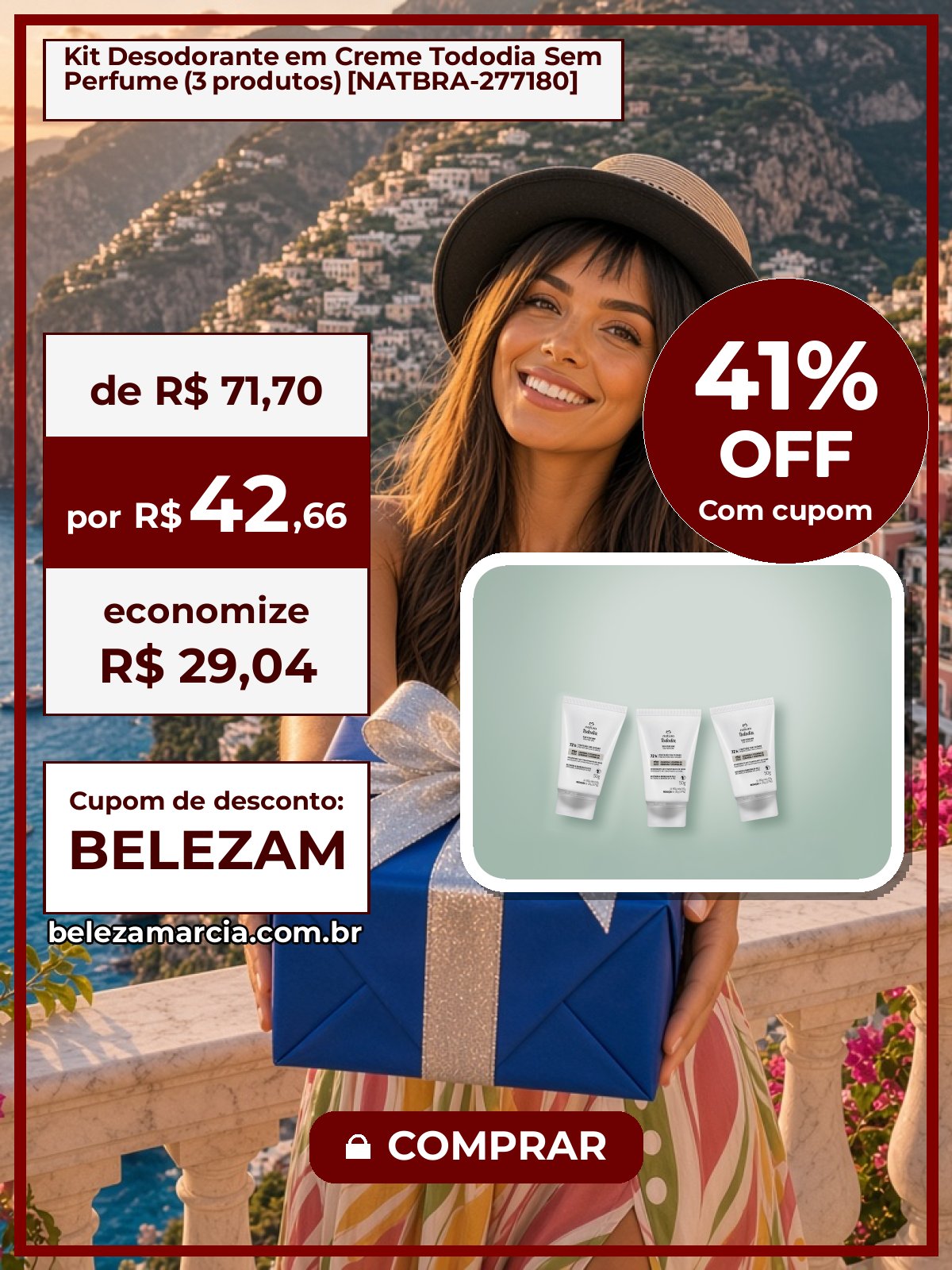 Kit Desodorante em Creme Tododia Sem Perfume (3 produtos) [NATBRA-277180]