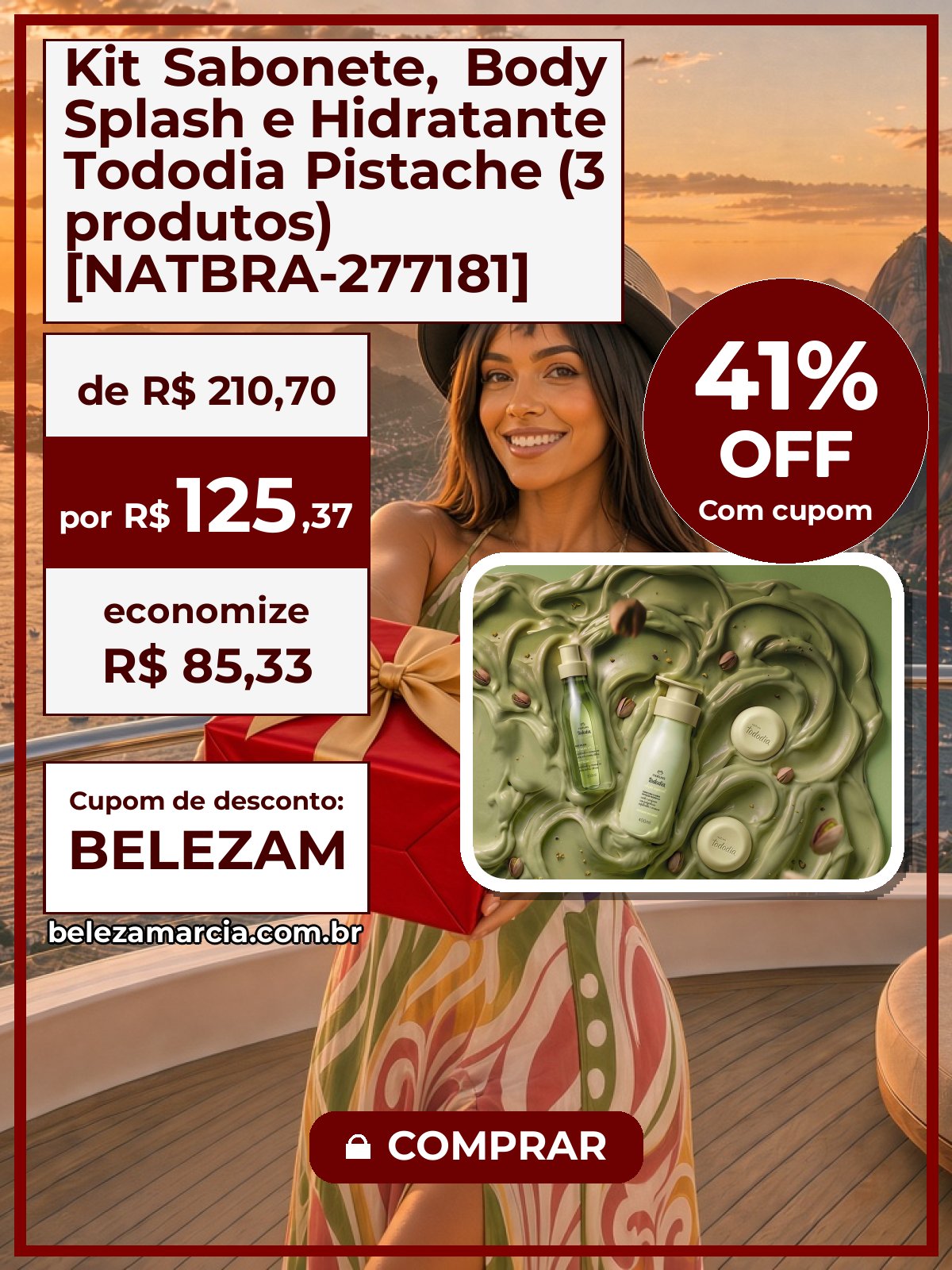 Kit Sabonete, Body Splash e Hidratante Tododia Pistache (3 produtos) [NATBRA-277181]