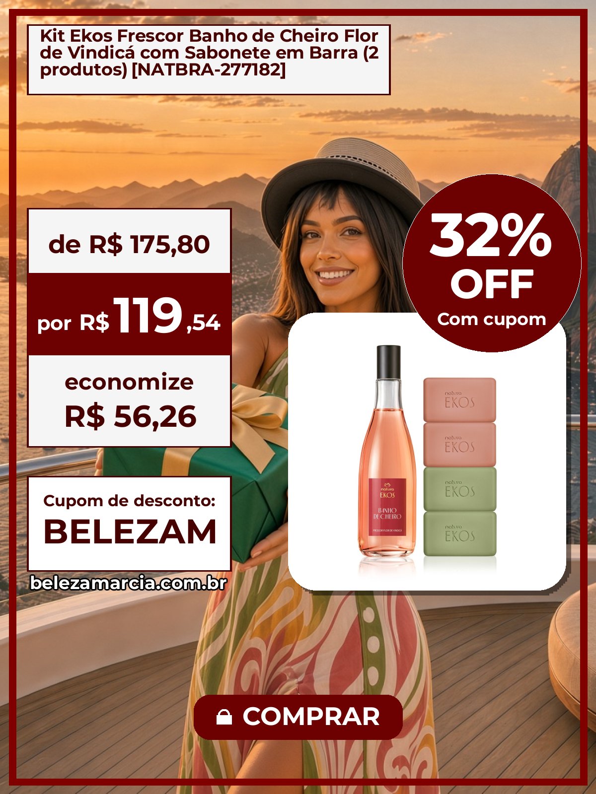 Kit Ekos Frescor Banho de Cheiro Flor de Vindicá com Sabonete em Barra (2 produtos) [NATBRA-277182]