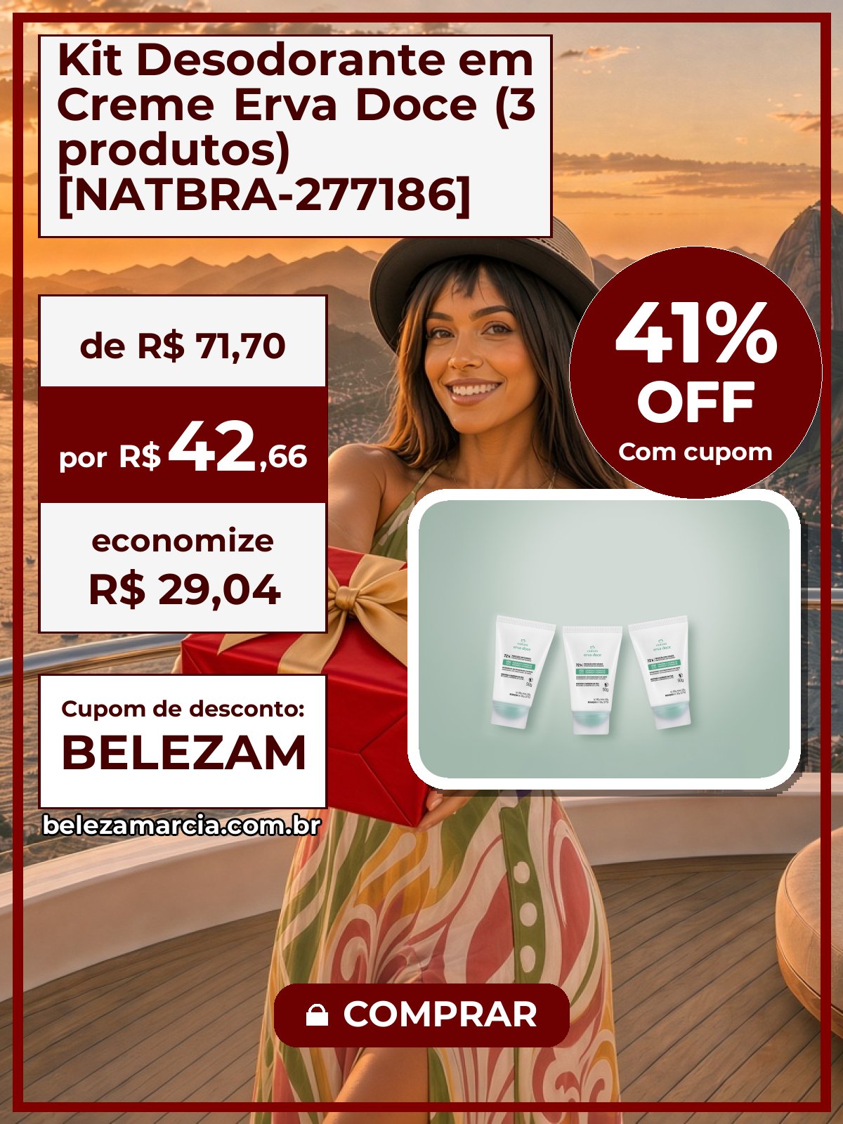 Kit Desodorante em Creme Erva Doce (3 produtos) [NATBRA-277186]