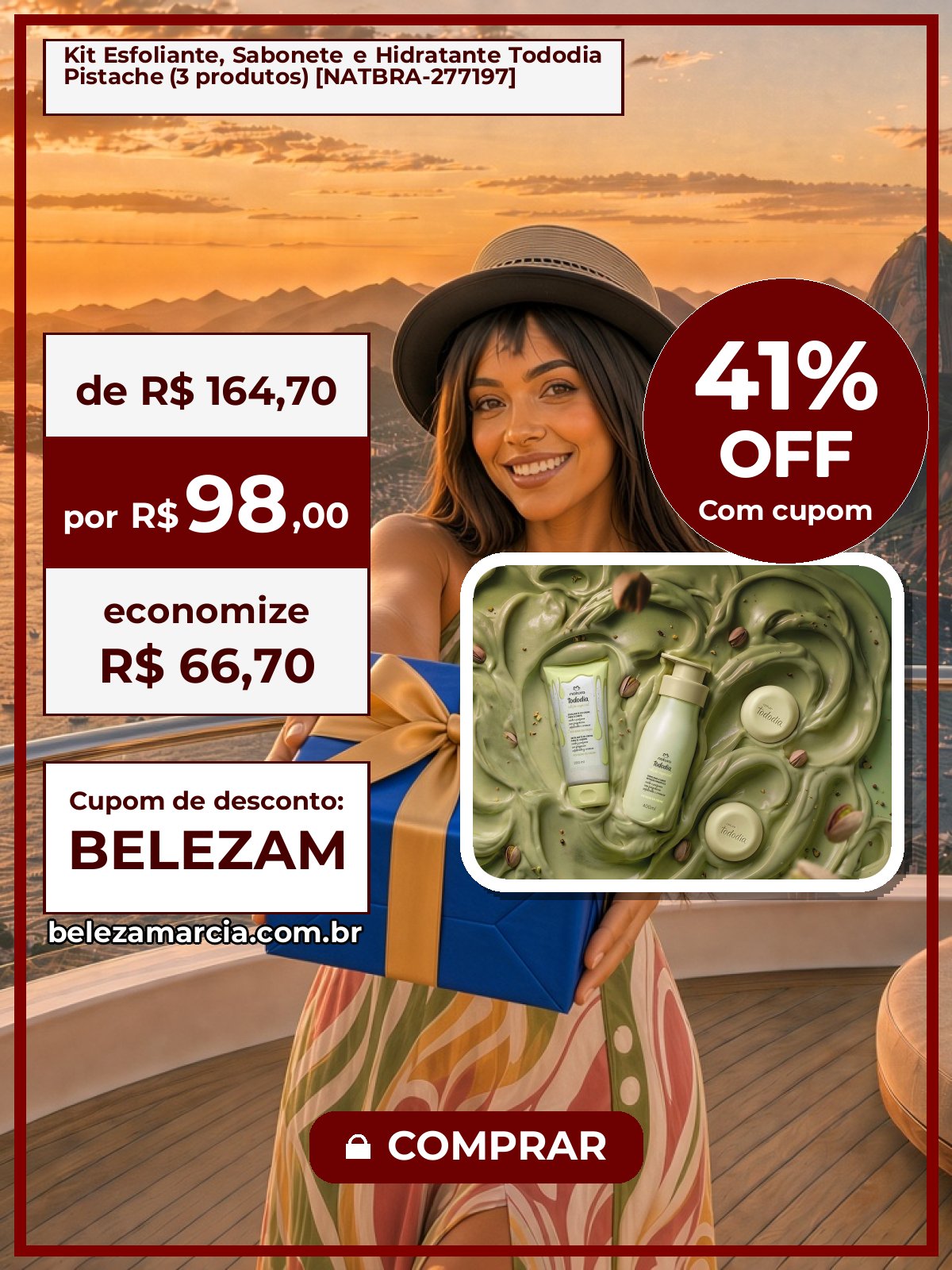Kit Esfoliante, Sabonete e Hidratante Tododia Pistache (3 produtos) [NATBRA-277197]