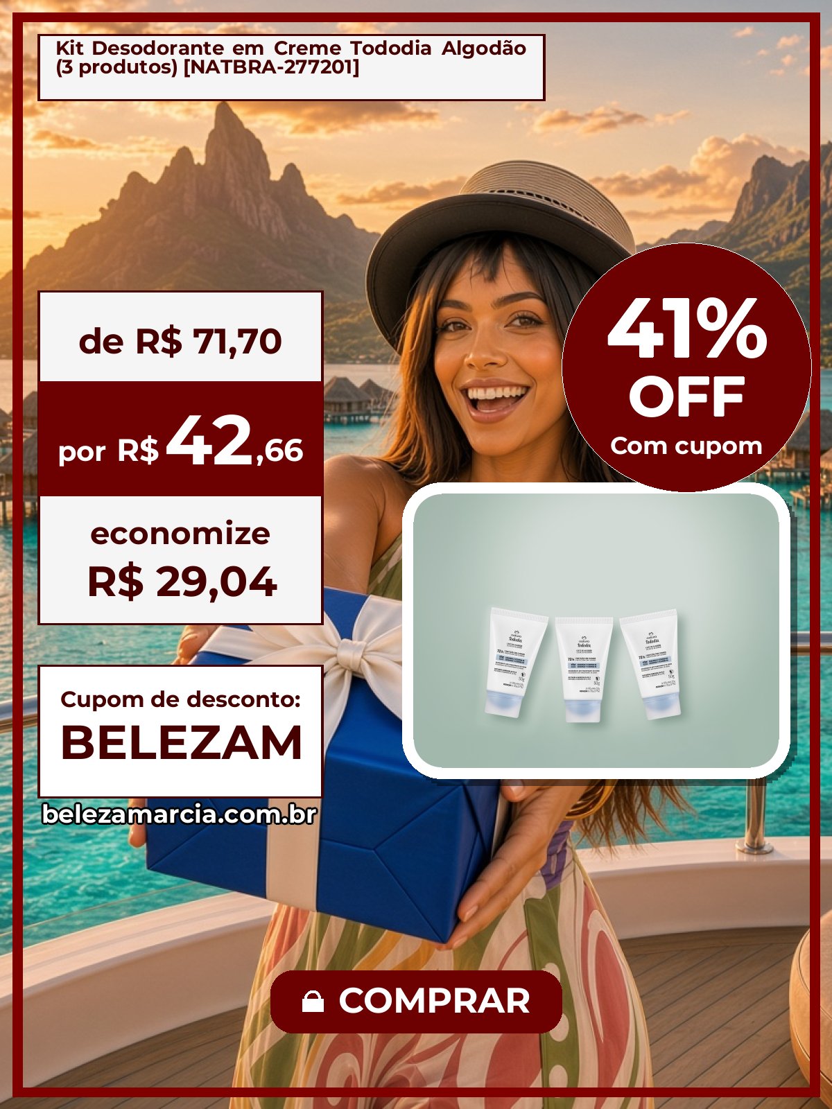 Kit Desodorante em Creme Tododia Algodão (3 produtos) [NATBRA-277201]