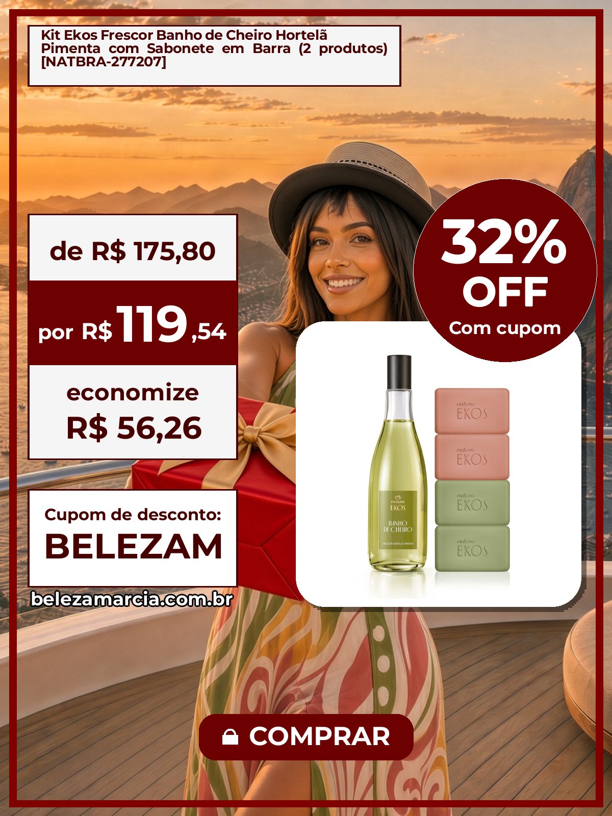 Kit Ekos Frescor Banho de Cheiro Hortelã Pimenta com Sabonete em Barra (2 produtos) [NATBRA-277207]